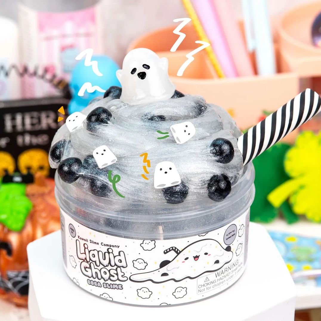 Liquid Ghost Boba Clear Signature Dome Slime