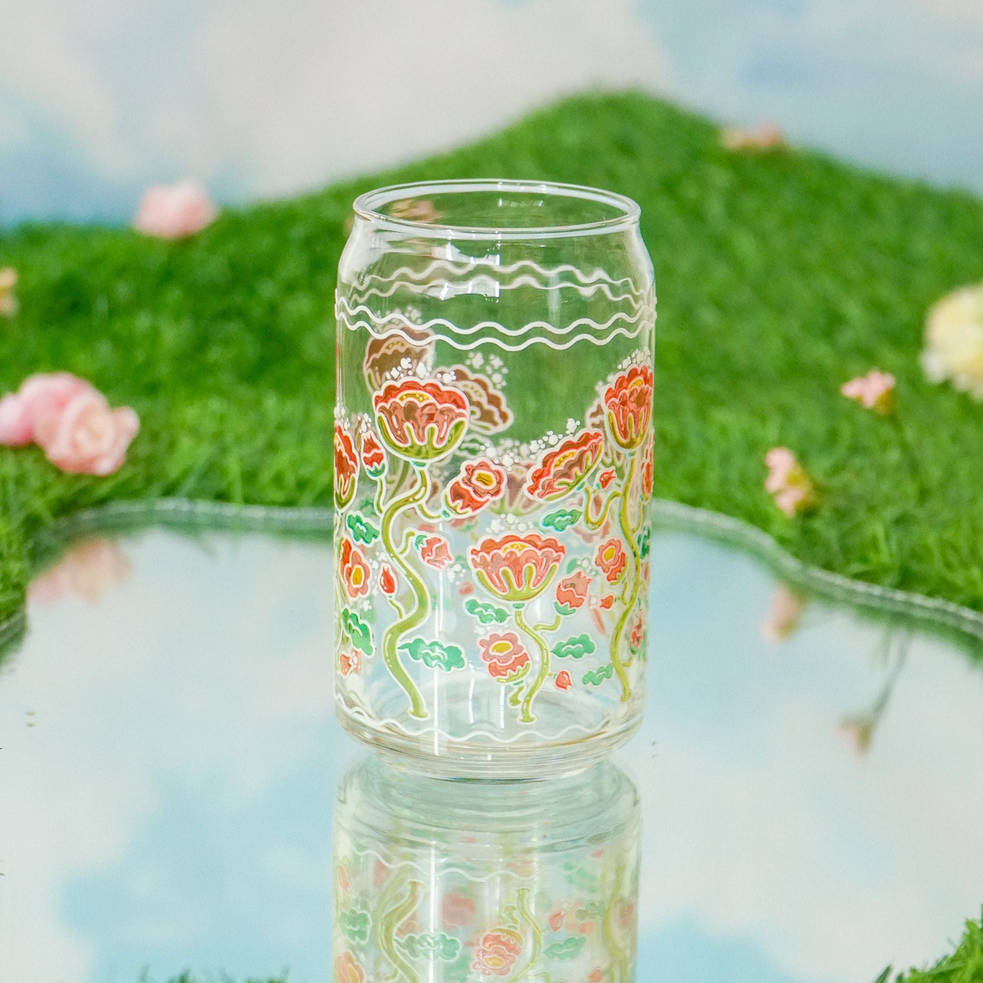 Cheerware Pretty Poppy 16oz Stained Glass Cup