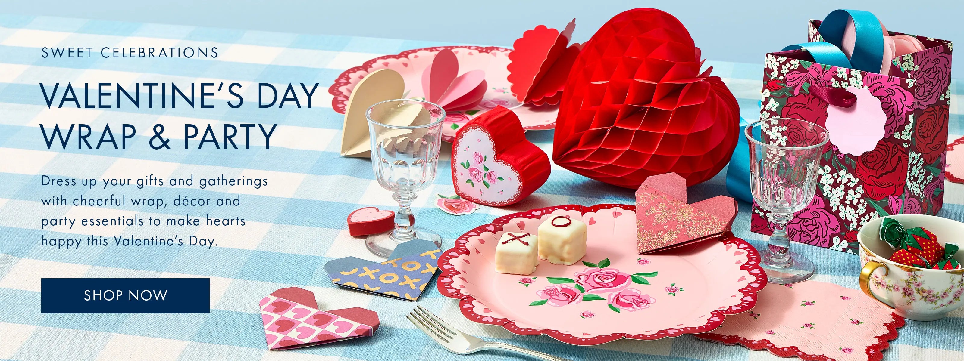 Shop Valentine's Day Gift Wrap and Party Essentials.