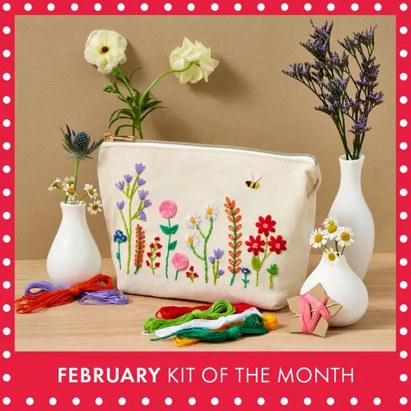 February kit of the month, floral stitch pouch.