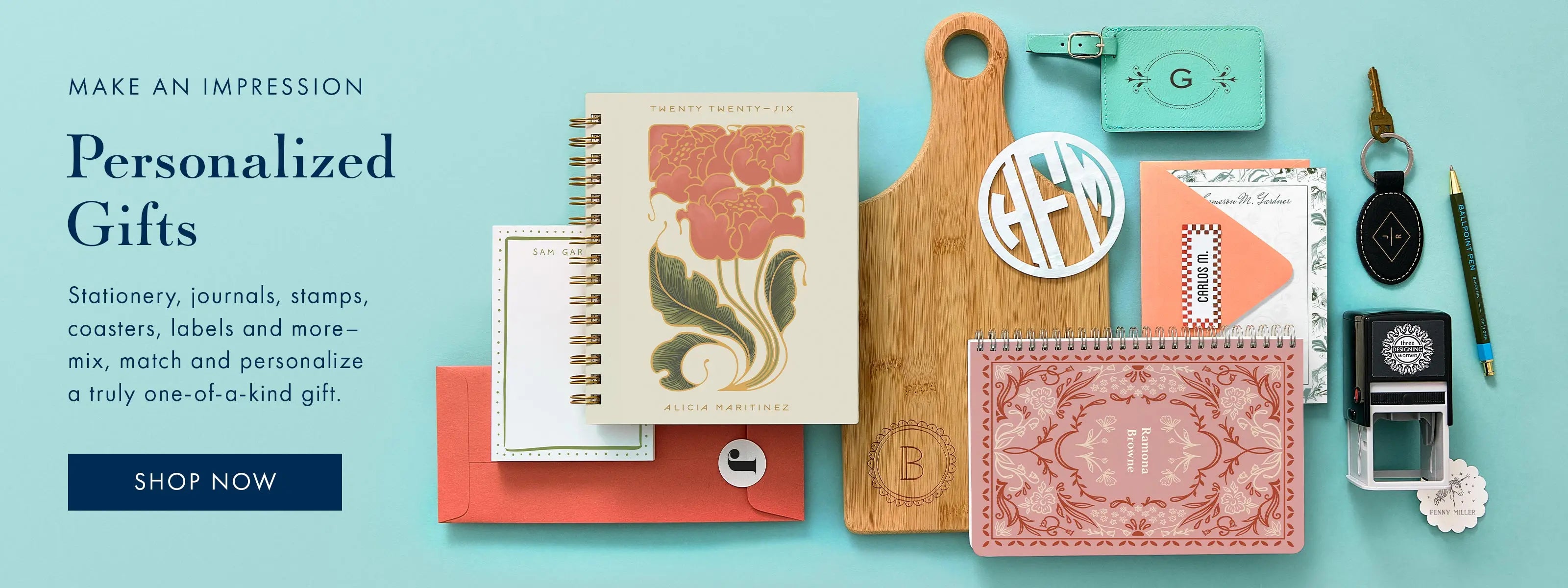 Shop personalized gifts including stationery, journals and more.