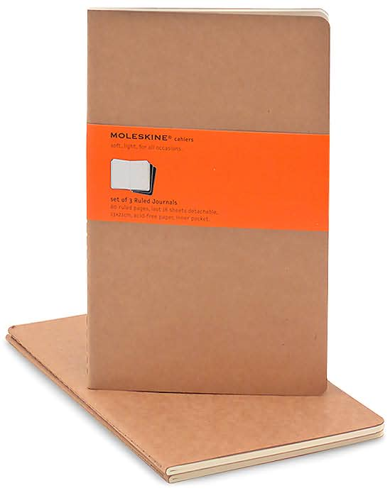 Moleskine Cahier Journal (Set of 3), Large, Ruled, Kraft Brown, Soft Cover (5 x 8.25): set of 3 Ruled Journals