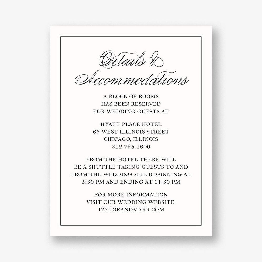 Black Tie Information Card