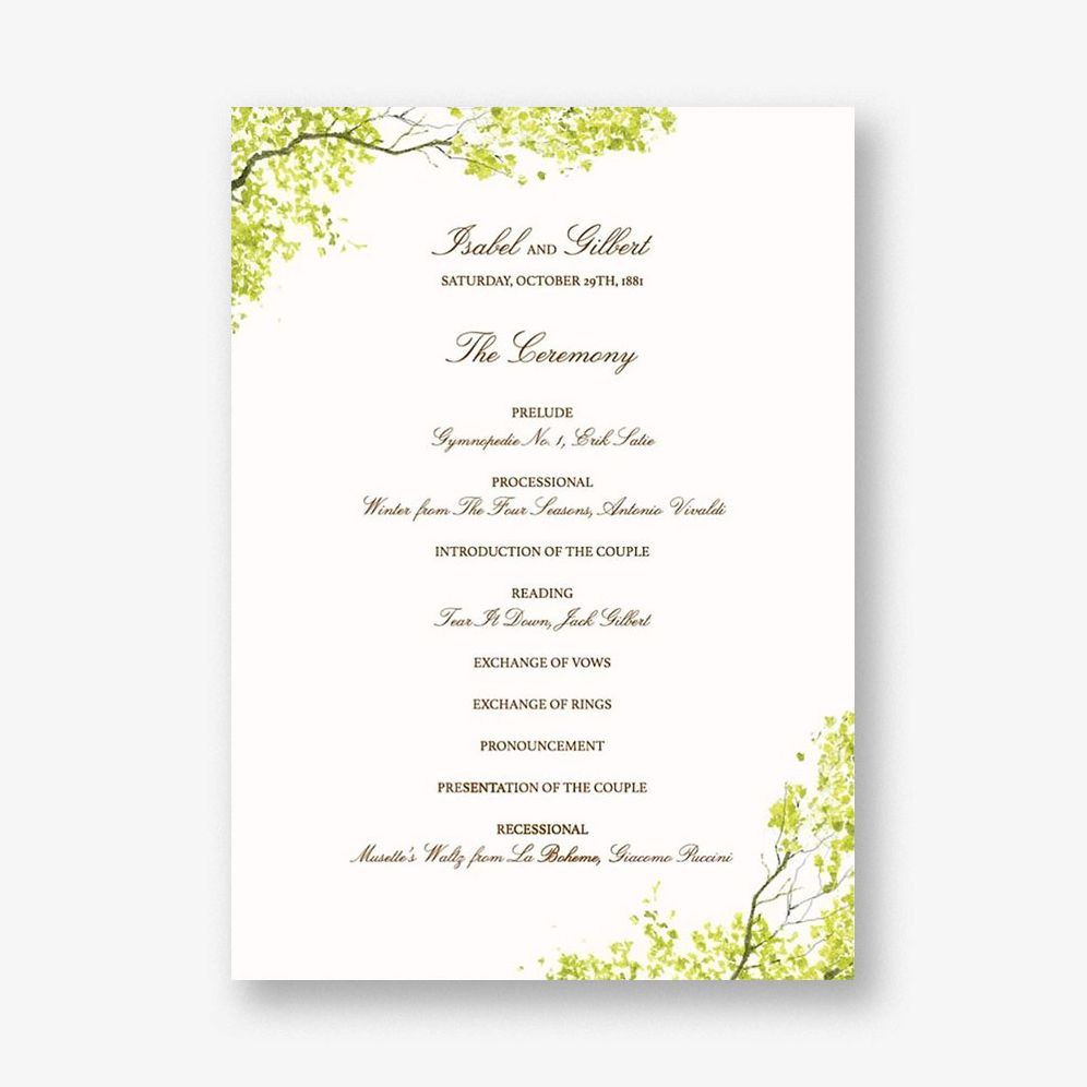 Spring Orchard Menu