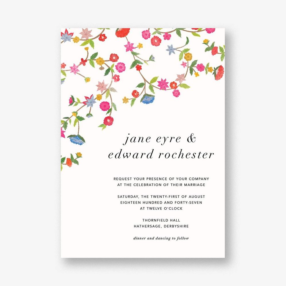 Stitched Floral II Wedding Invitation