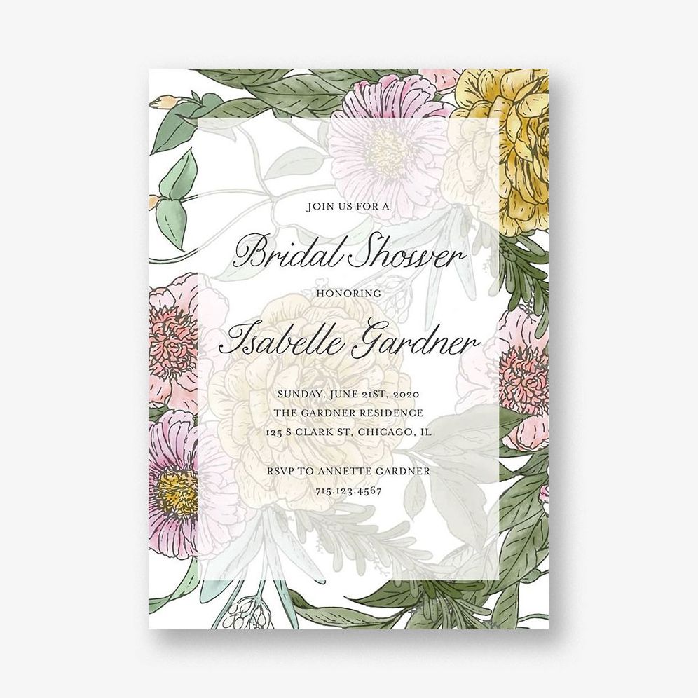 Overlay Floral Bridal Shower Invitation
