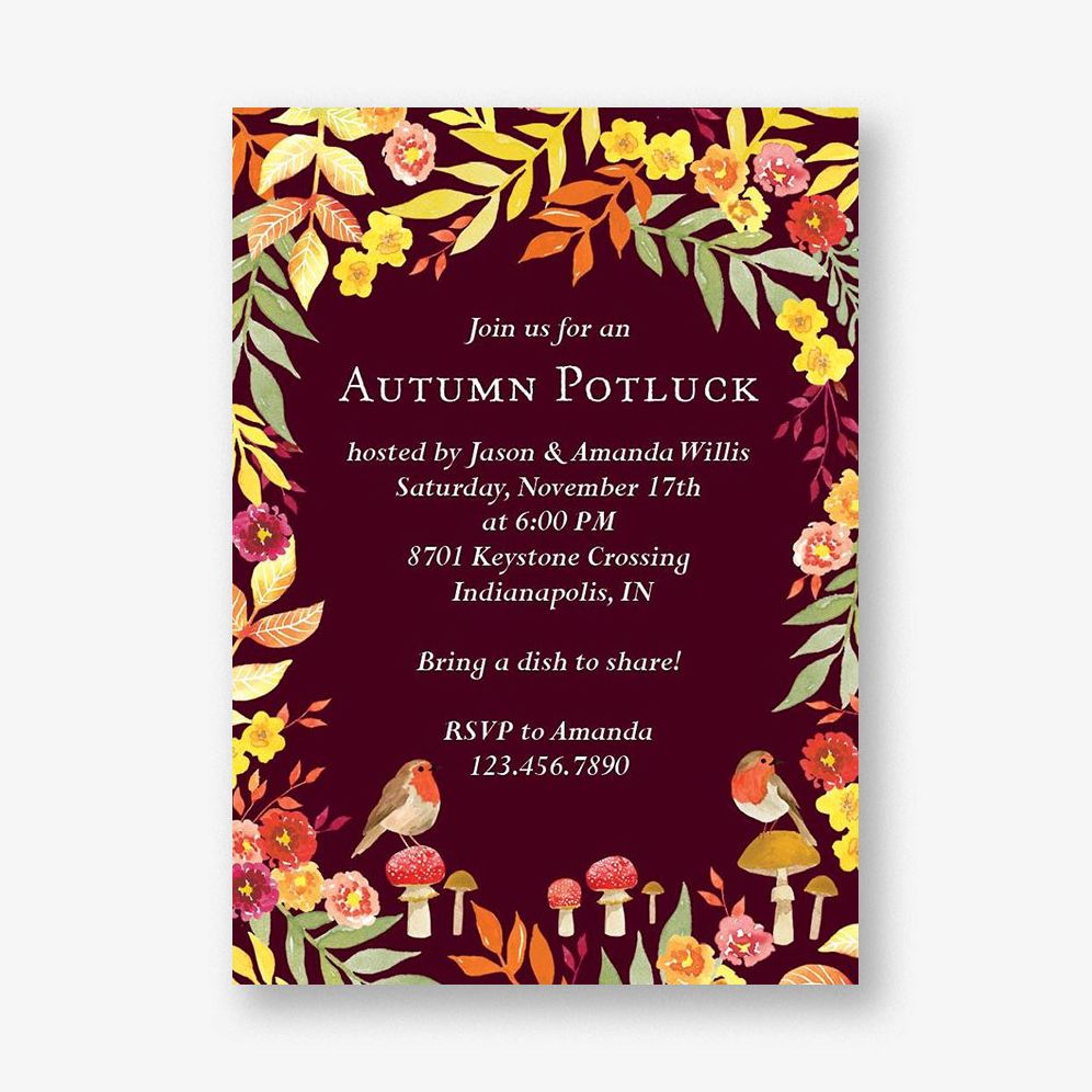 Autumn Floral Party Invitation