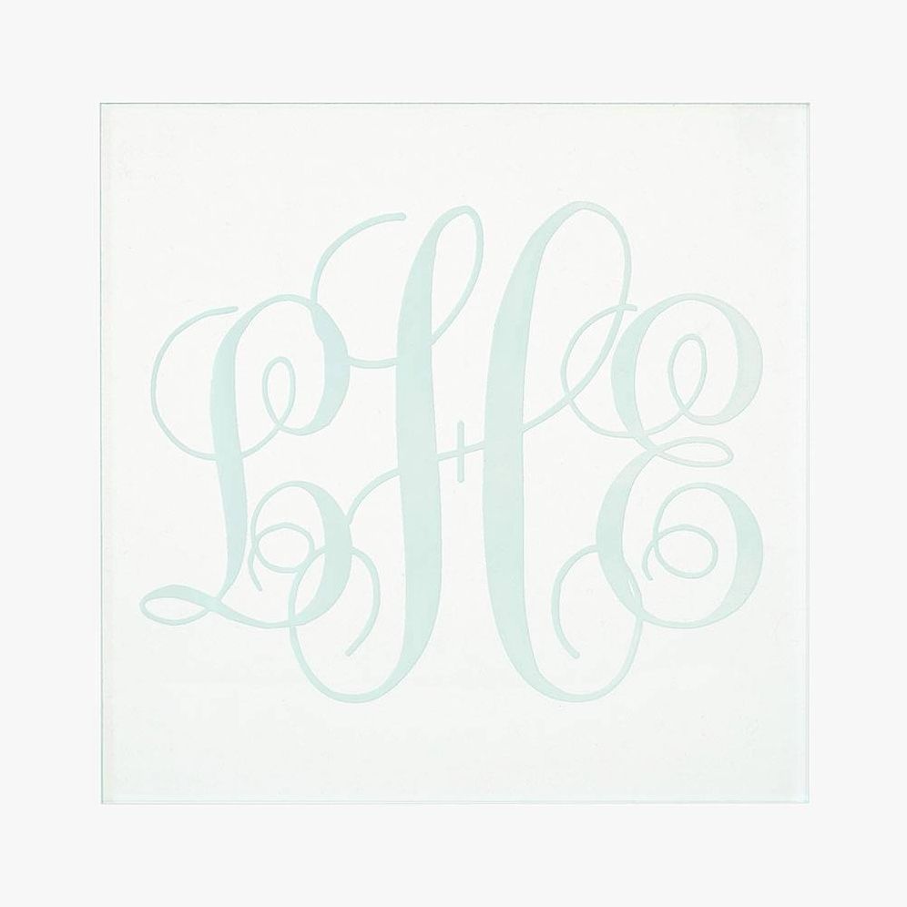 Clear Green Engraved Monogram Coasters