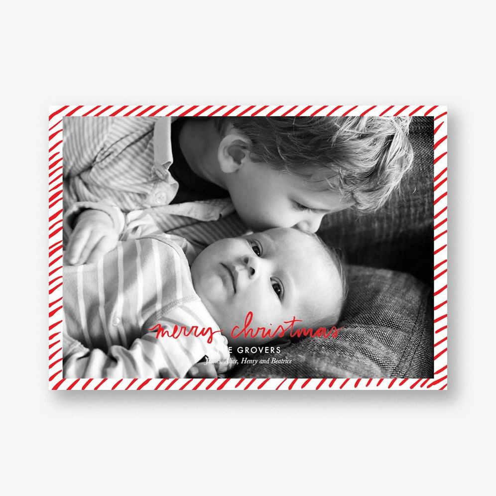 Candy Stripe Christmas Horizontal Photo Card