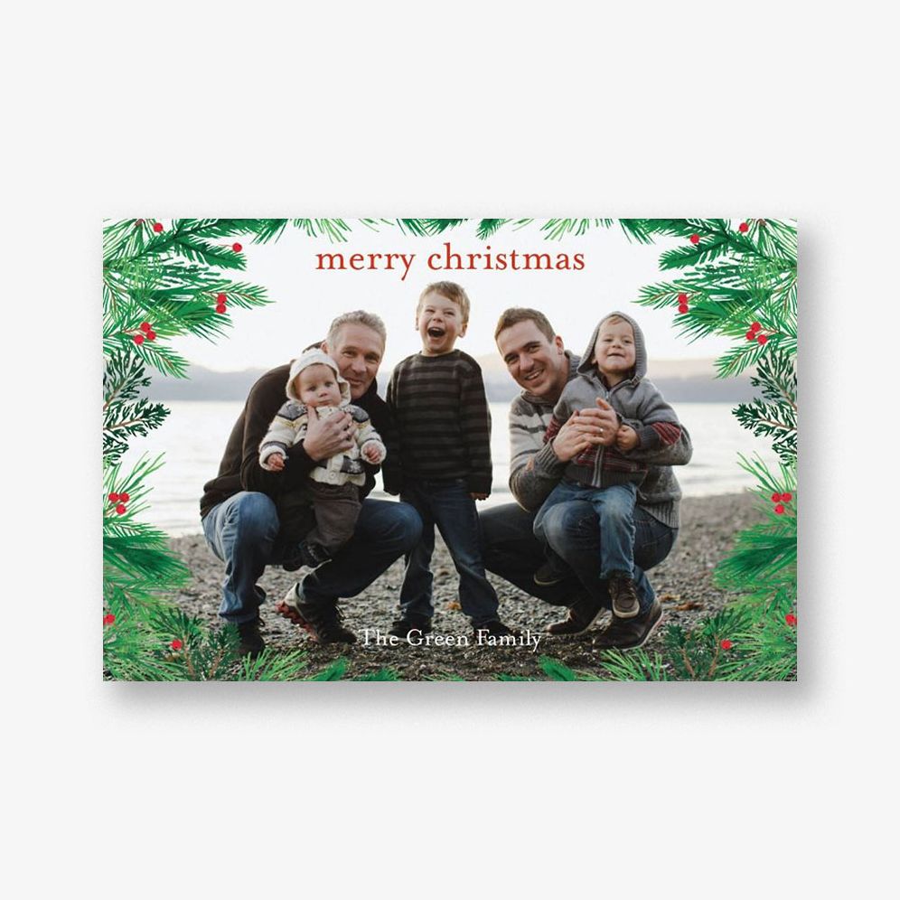 Pine Wreath Border Holiday Postcard