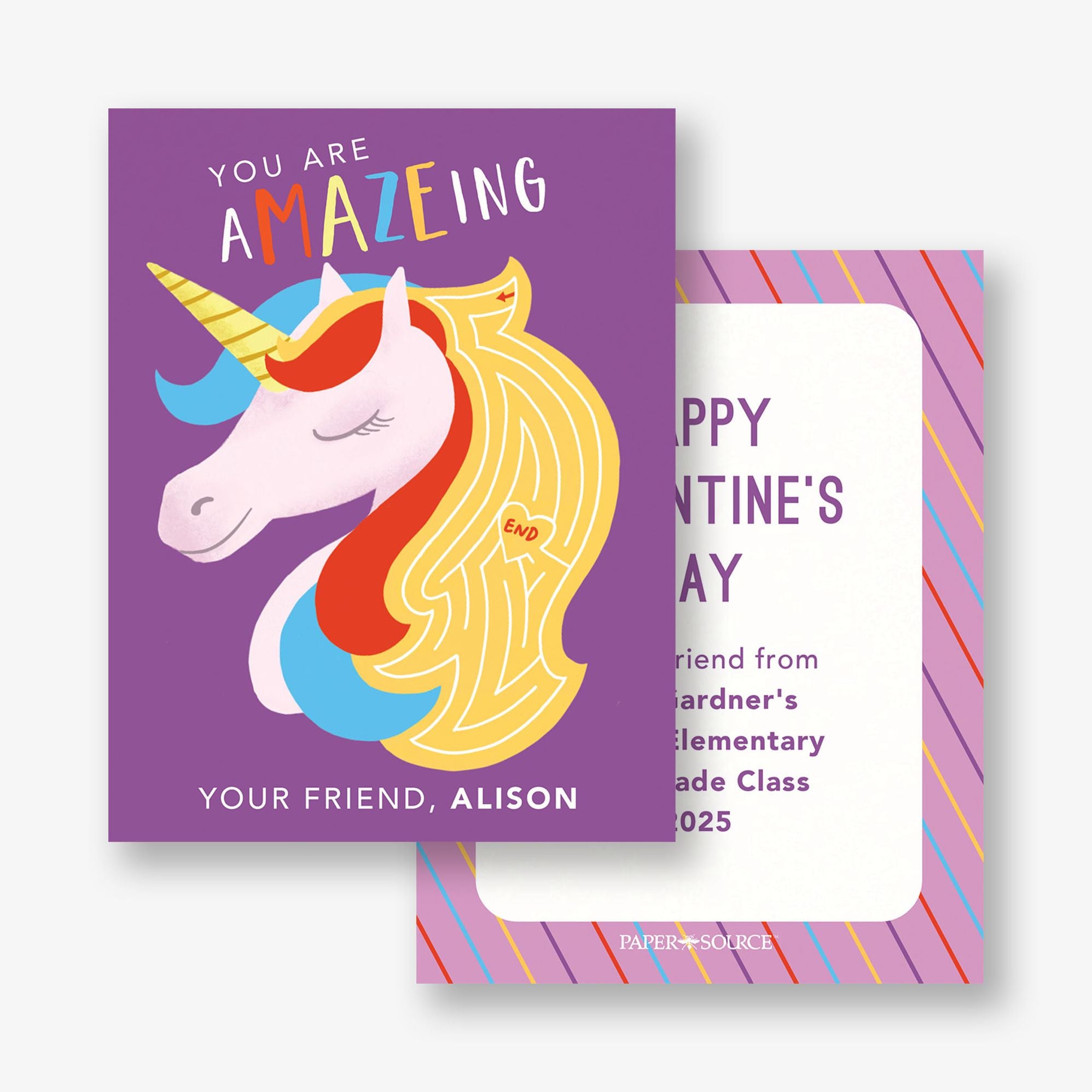 Unicorn Maze Custom Valentine Card