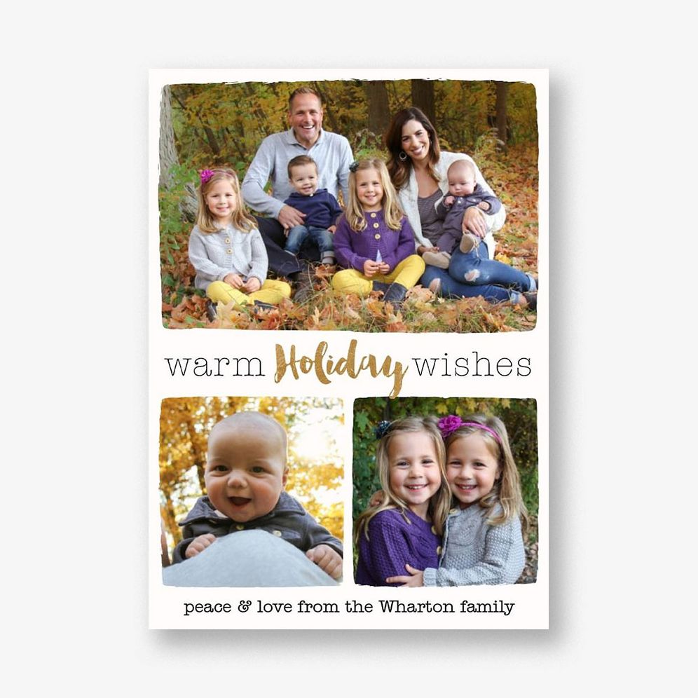 Warm Holiday Wishes 3 Holiday Multi-Photo Card