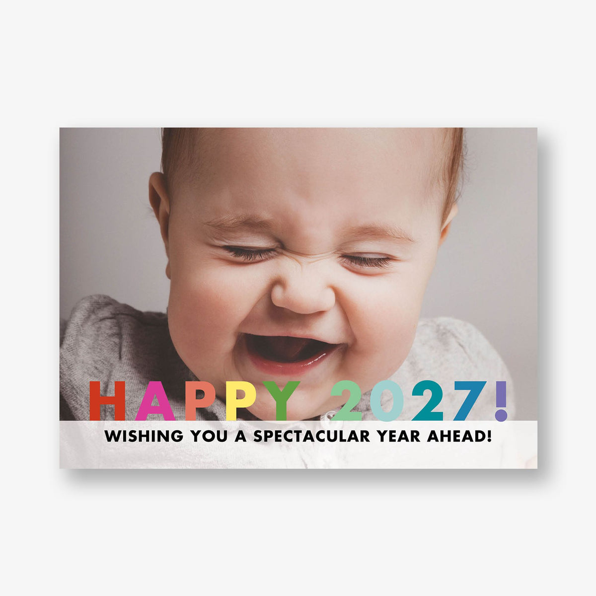 Rainbow New Year Holiday Photo Card Horizontal