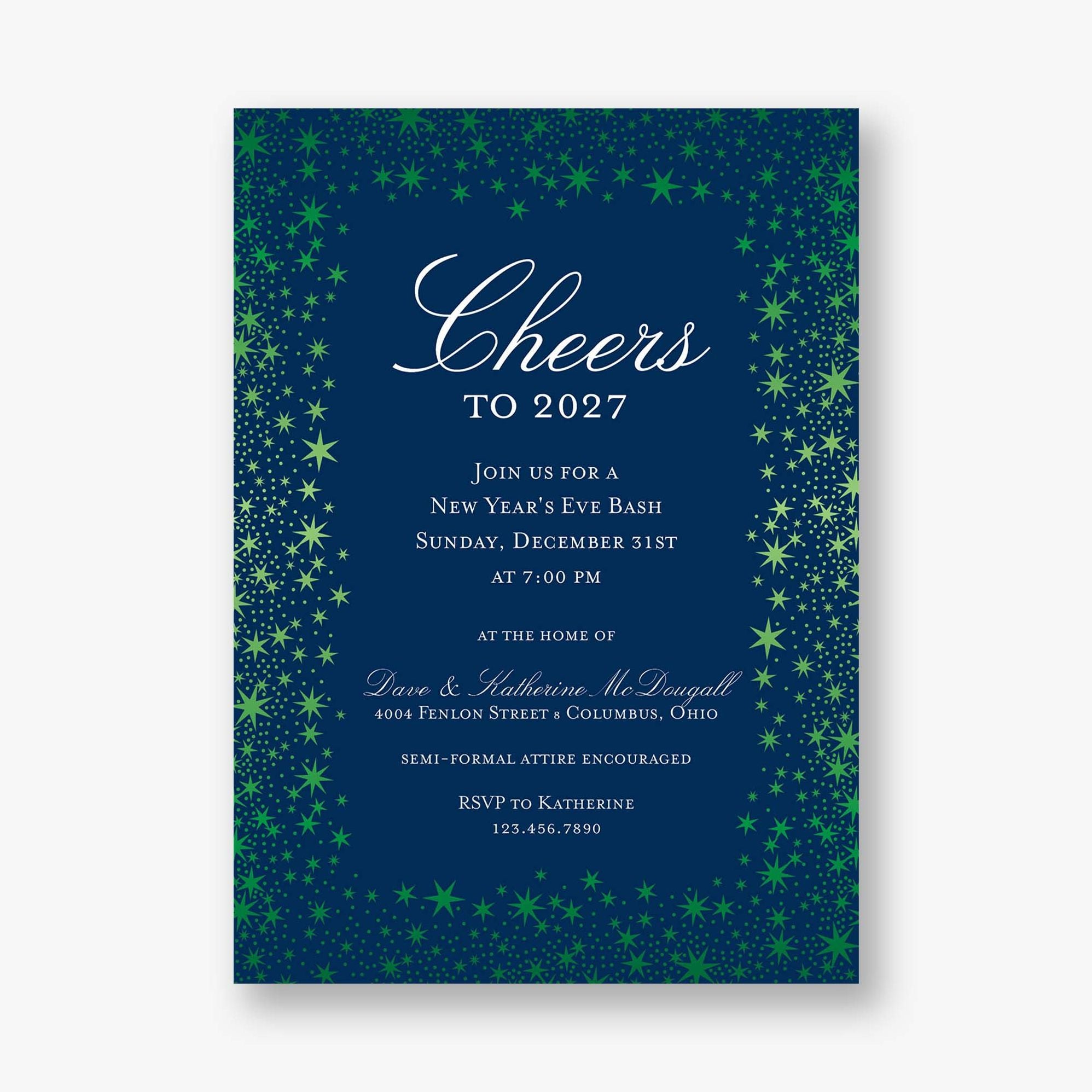 Star Border Foil Party Invitation