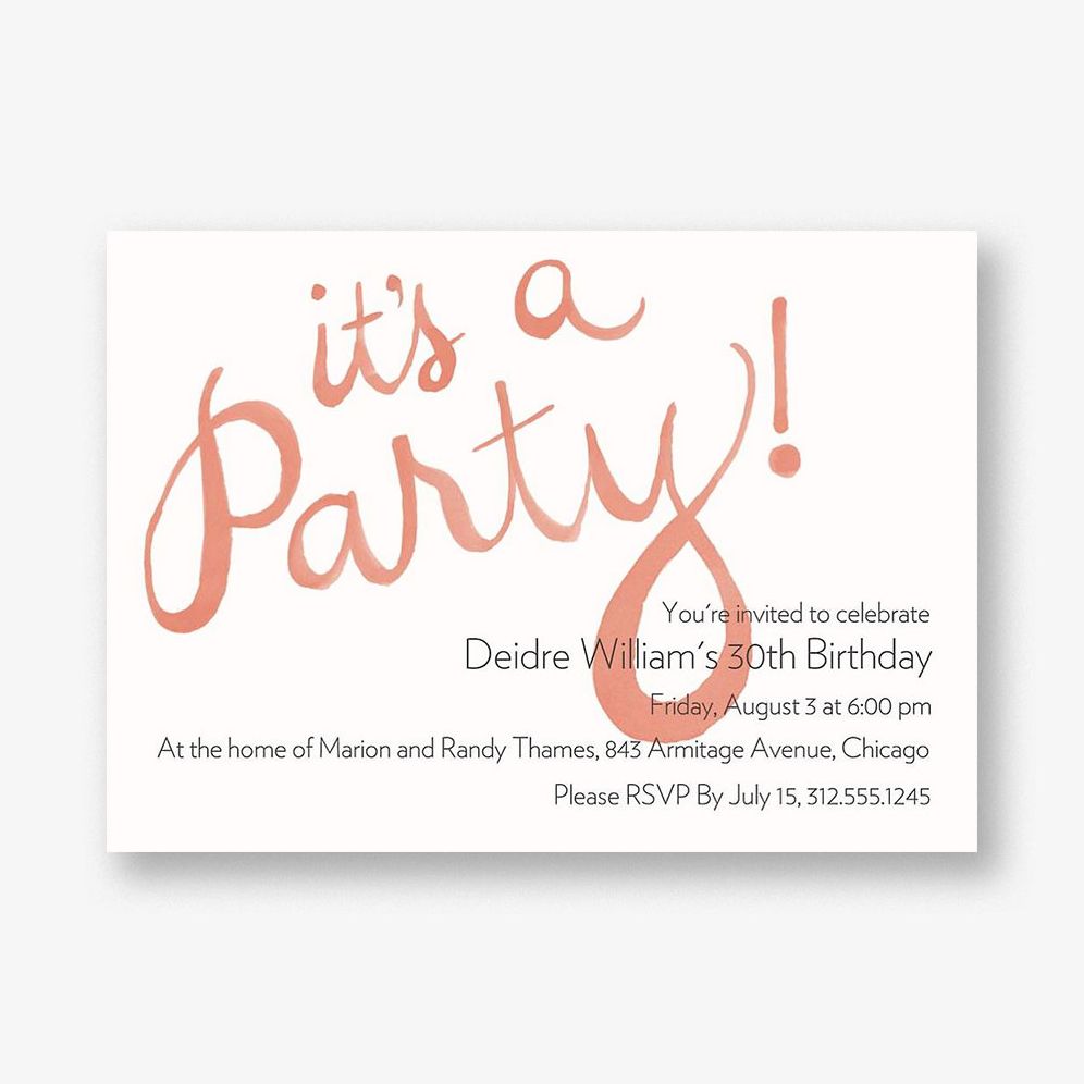 It's A Party Watercolor Invitation