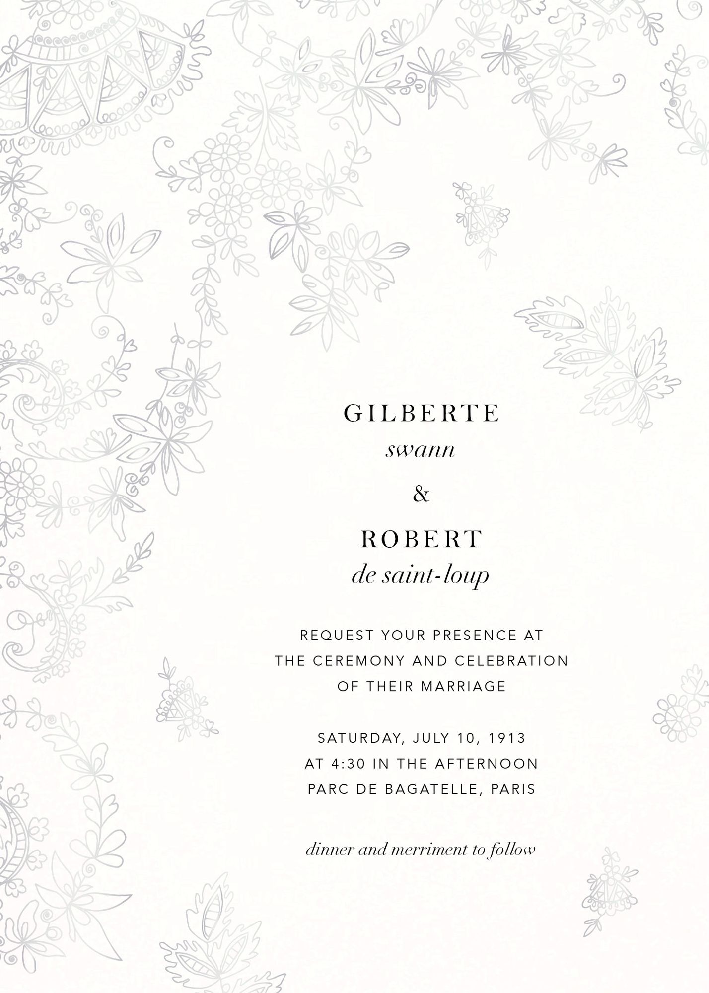 Floral Filigree Wedding Invitation