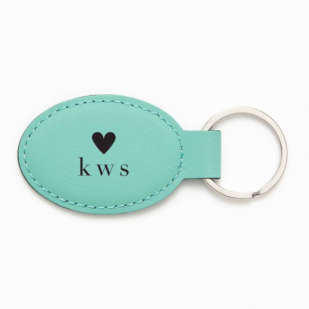 Monogram Heart Teal Key Fob