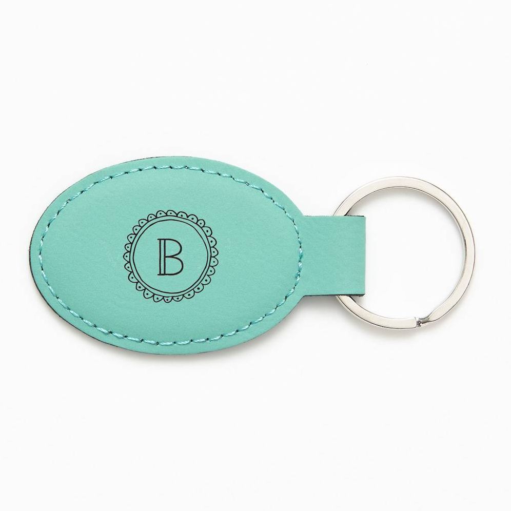 Hand Drawn Scallop Teal Key Fob