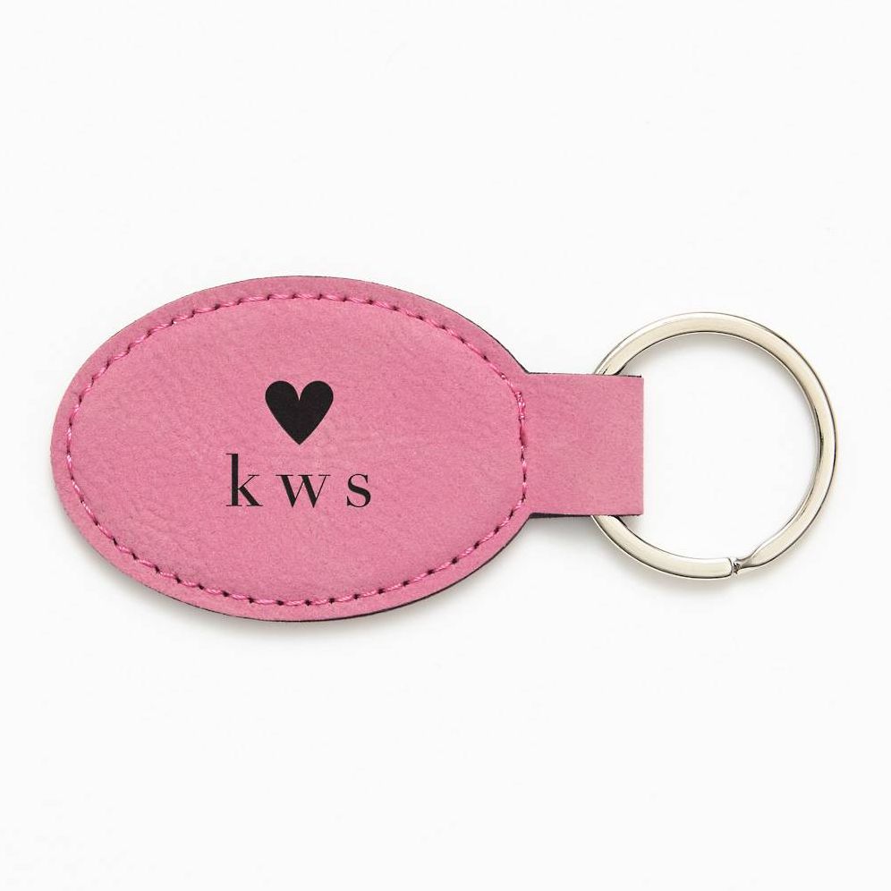 Monogram Heart Pink Key Fob