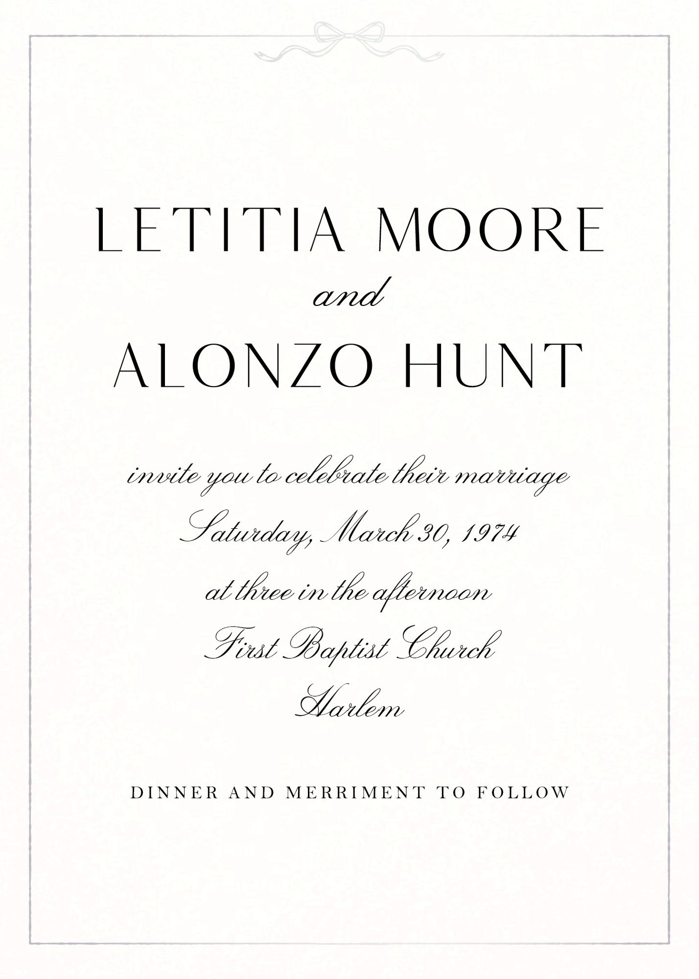 Bow Border Foil Wedding Invitation