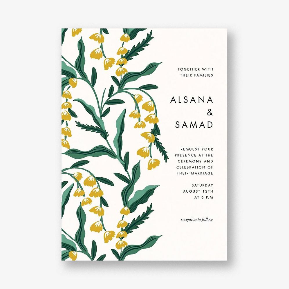 orange tiger lily wedding invitations Golden Lily of the Valley Wedding Invitation
