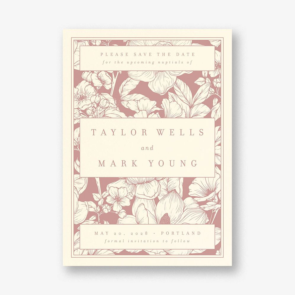 Vintage Floral Book Cover Save the Date