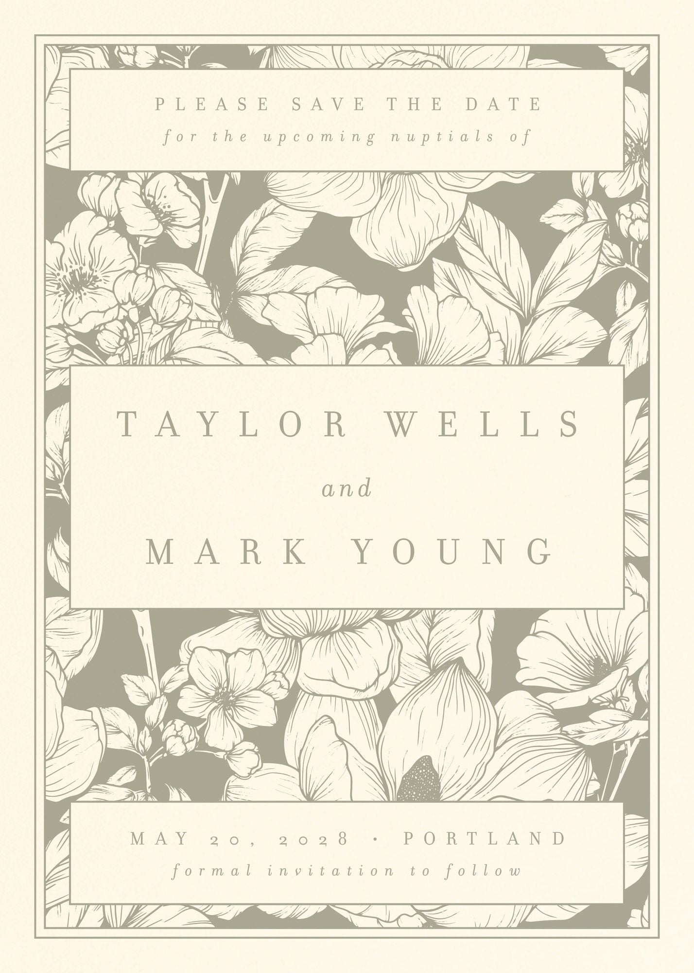 Vintage Floral Book Cover Save the Date