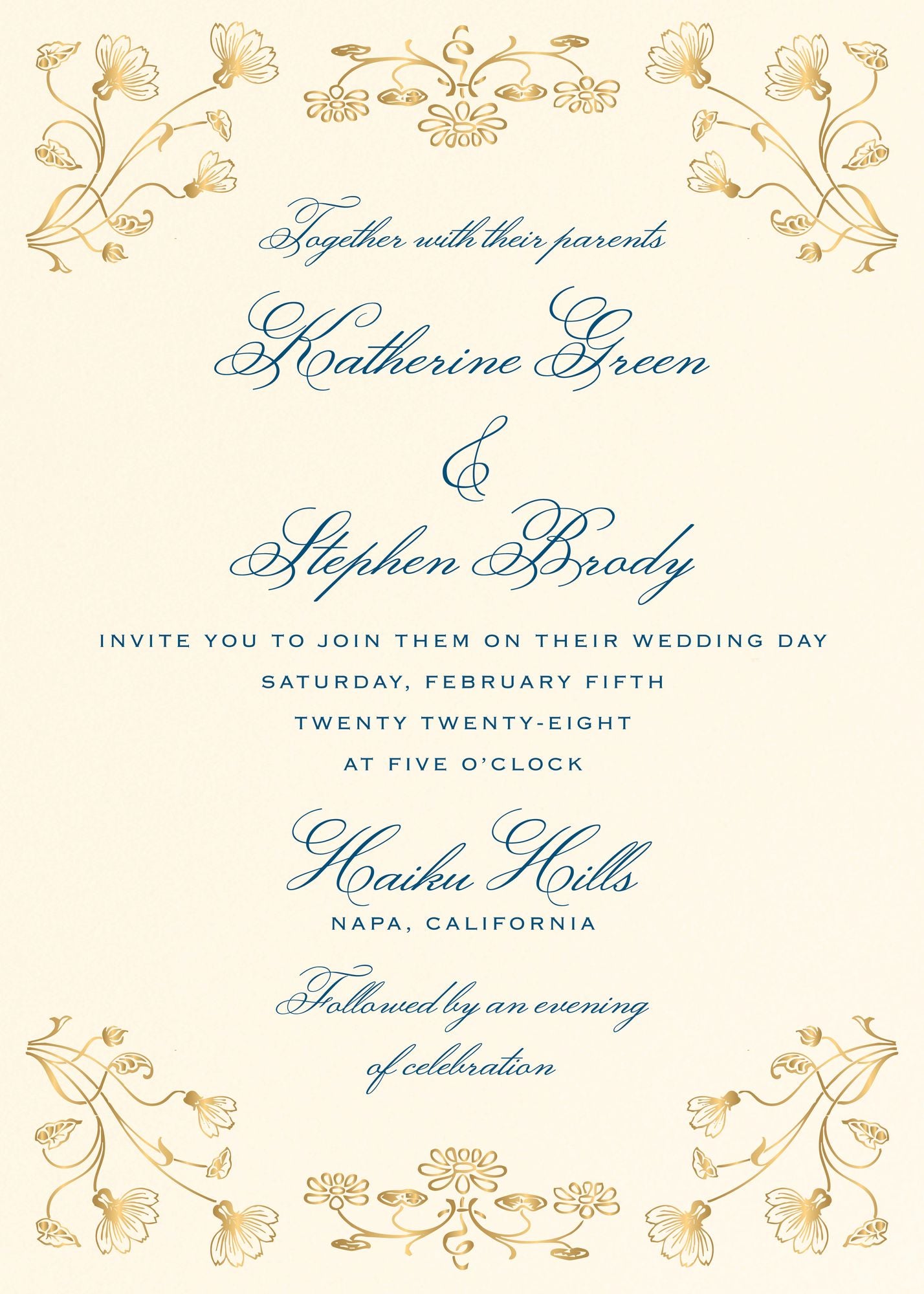 Nouveau Poppy Foil Wedding Invitation