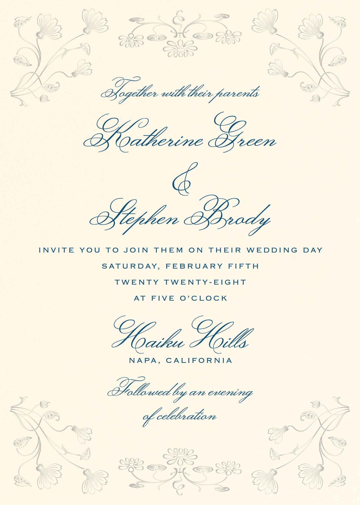 Nouveau Poppy Foil Wedding Invitation