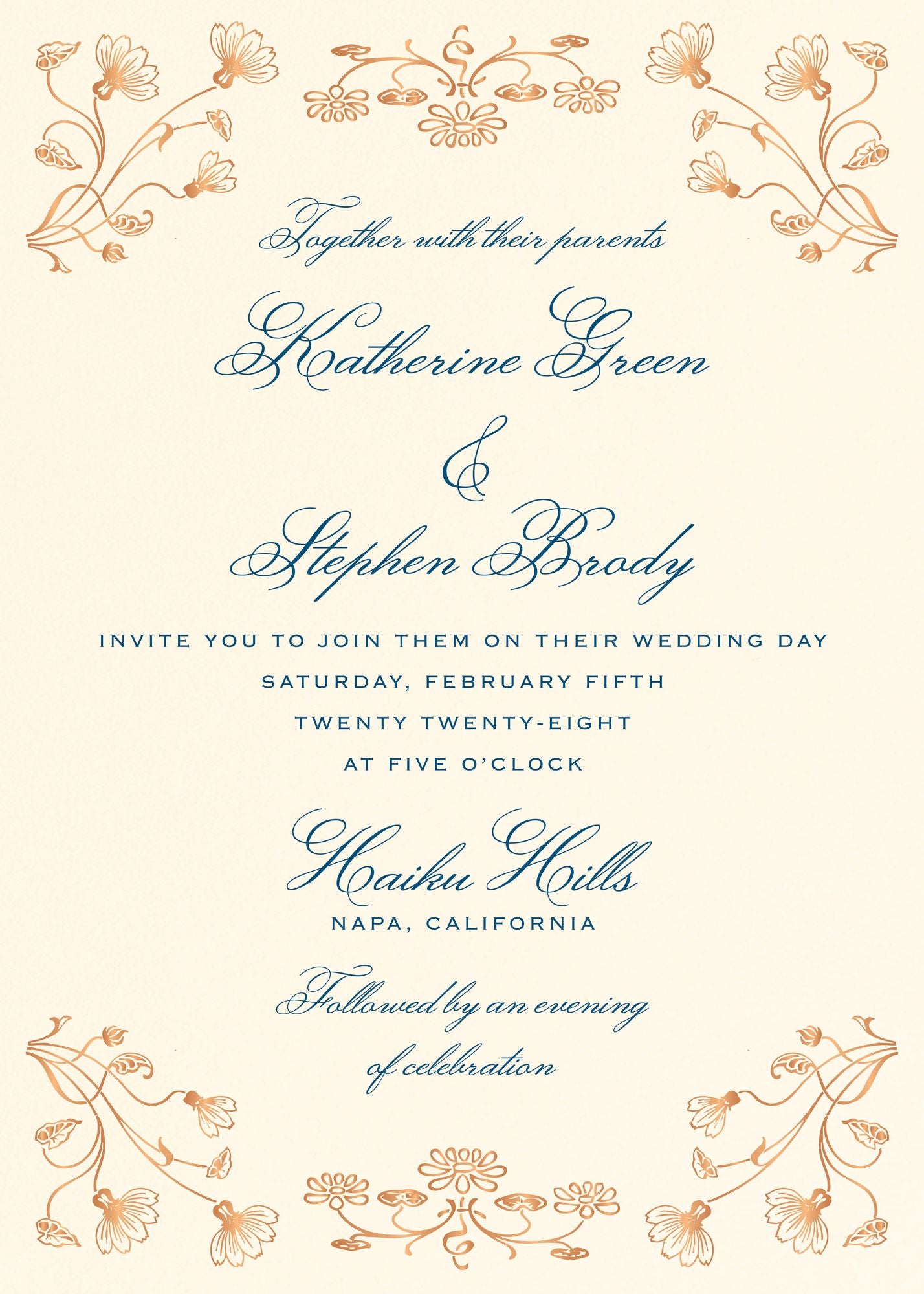Nouveau Poppy Foil Wedding Invitation