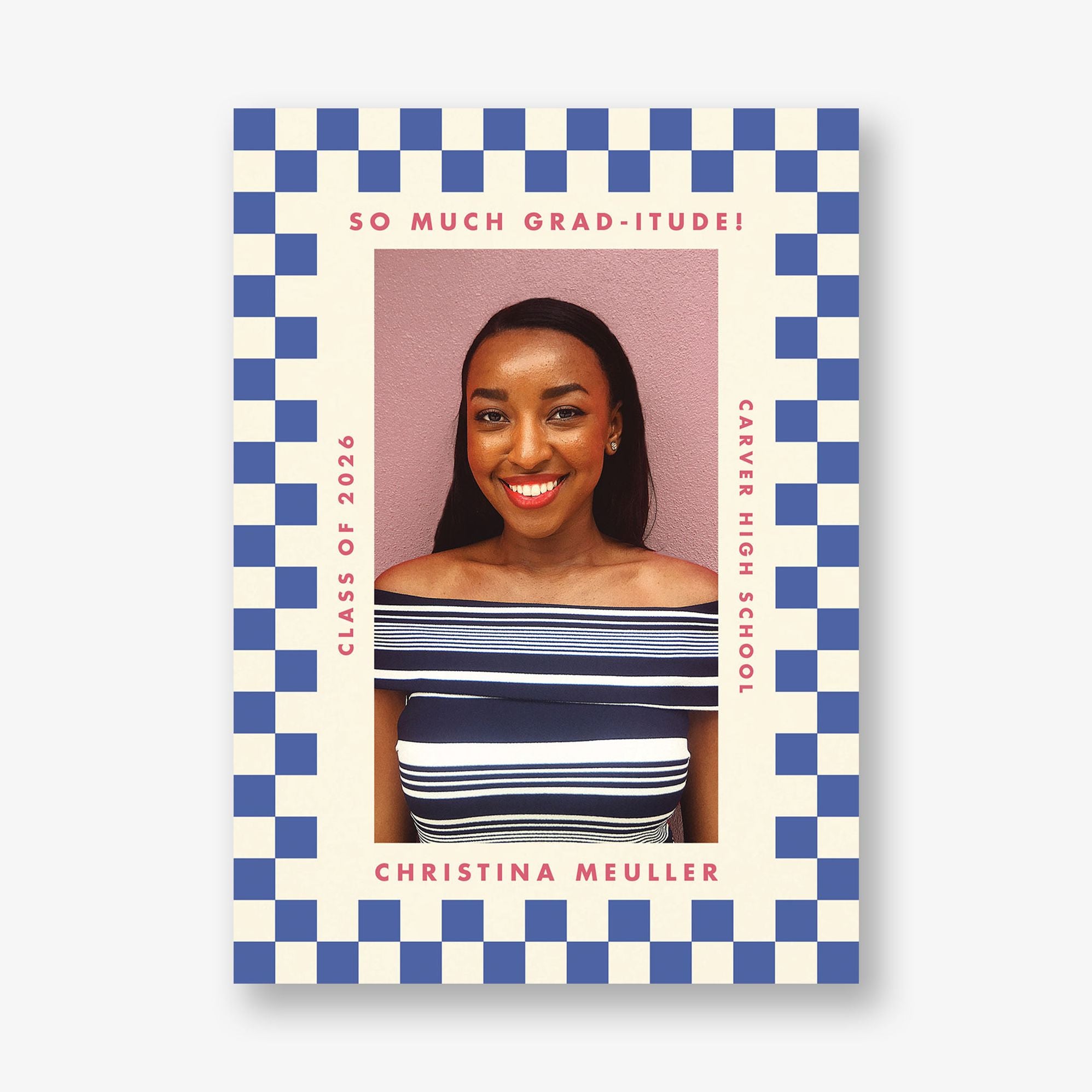 Checkered Frame Photo Graduation Announcement