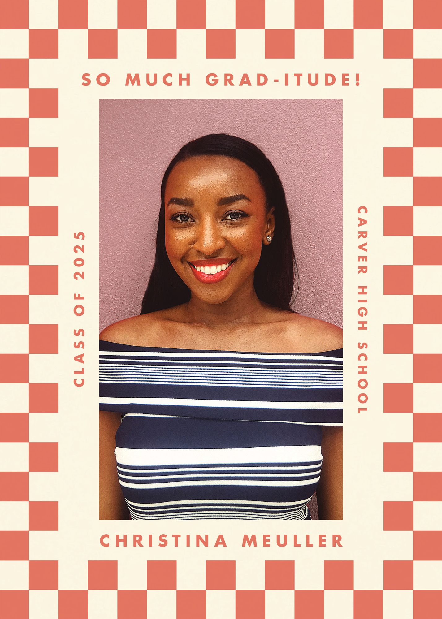Checkered Frame Photo Graduation Announcement