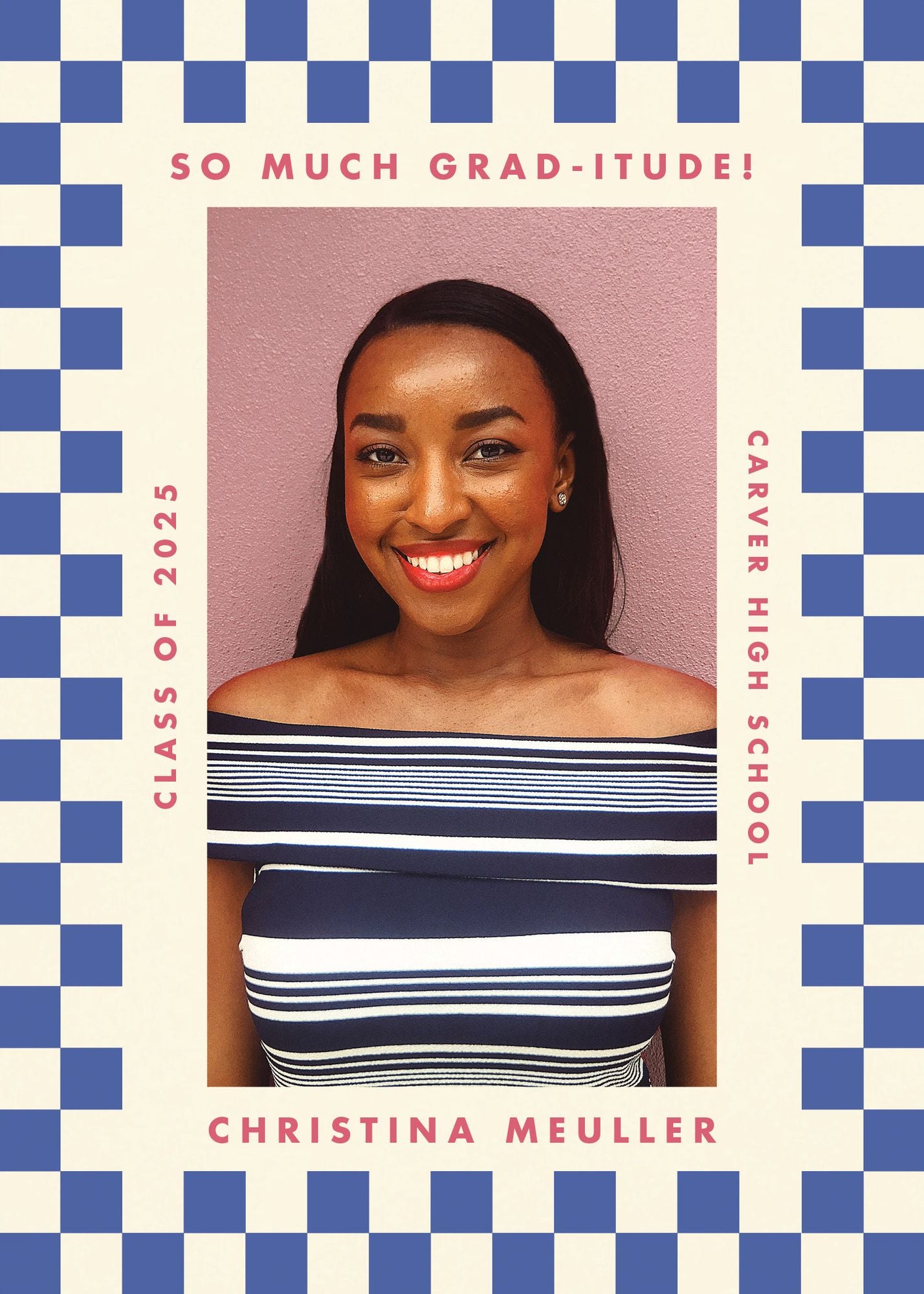 Checkered Frame Photo Graduation Announcement