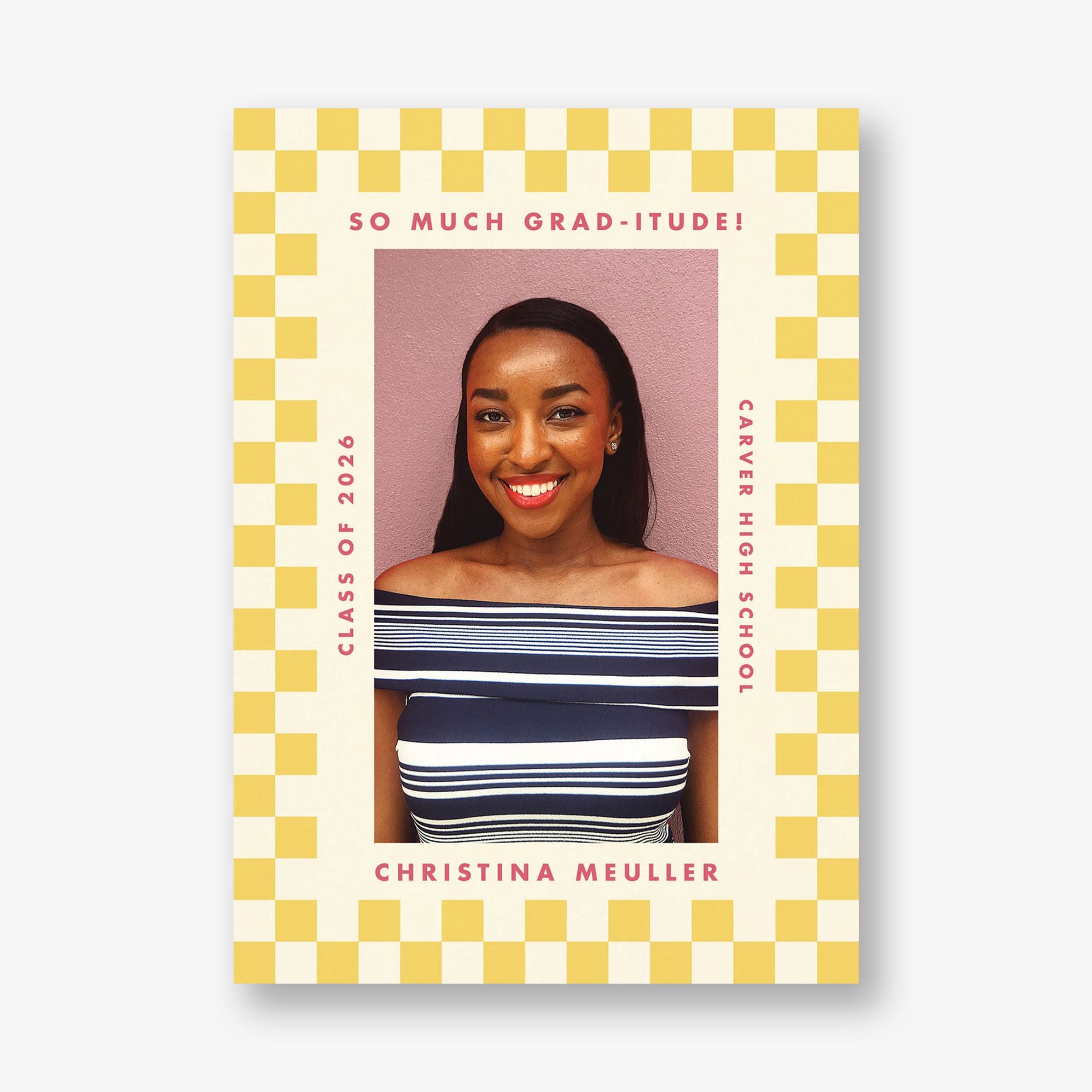 Checkered Frame Photo Graduation Announcement