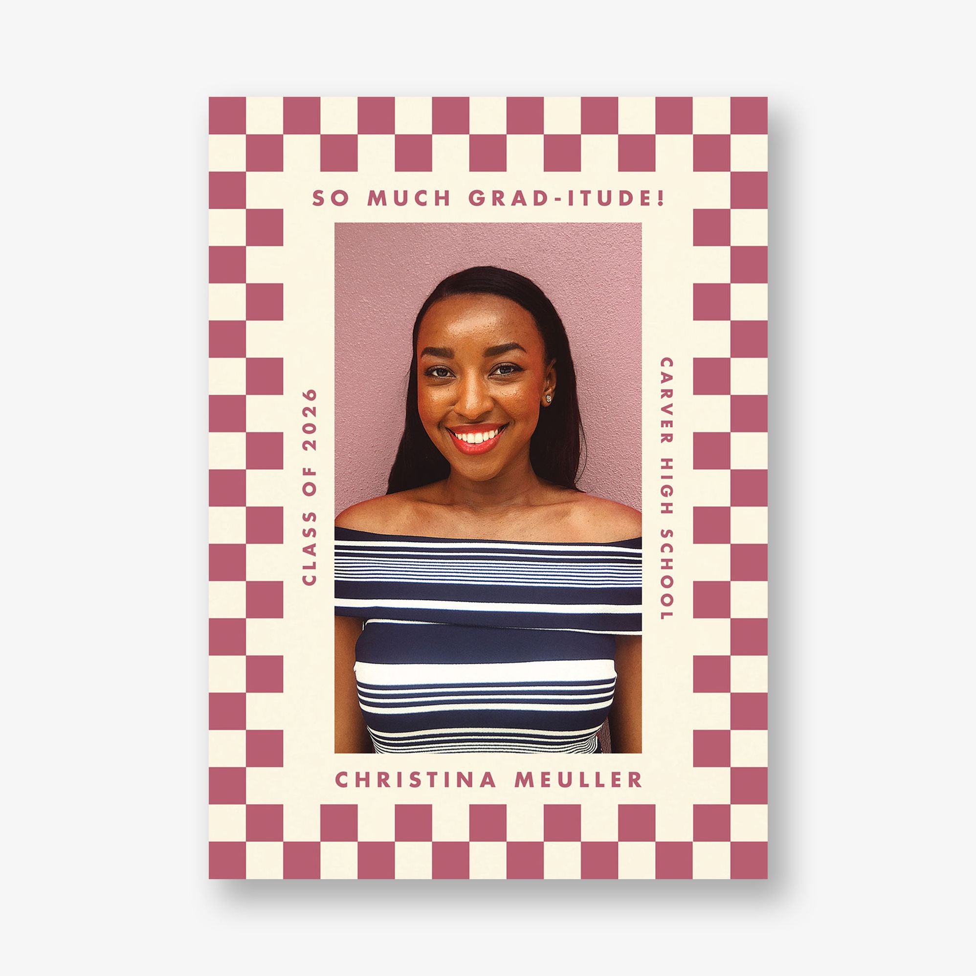 Checkered Frame Photo Graduation Announcement