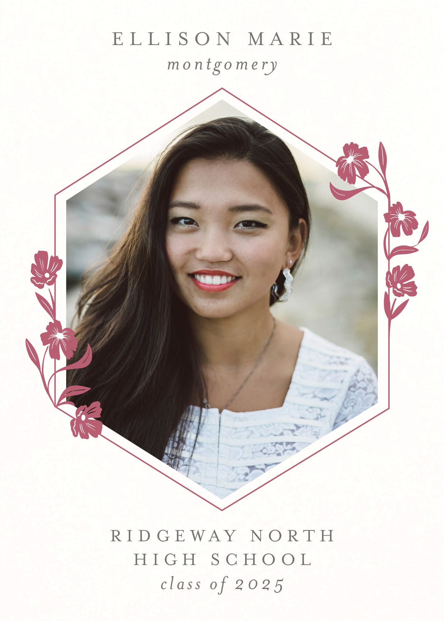Fleur Geometric Frame Photo Graduation Announcement