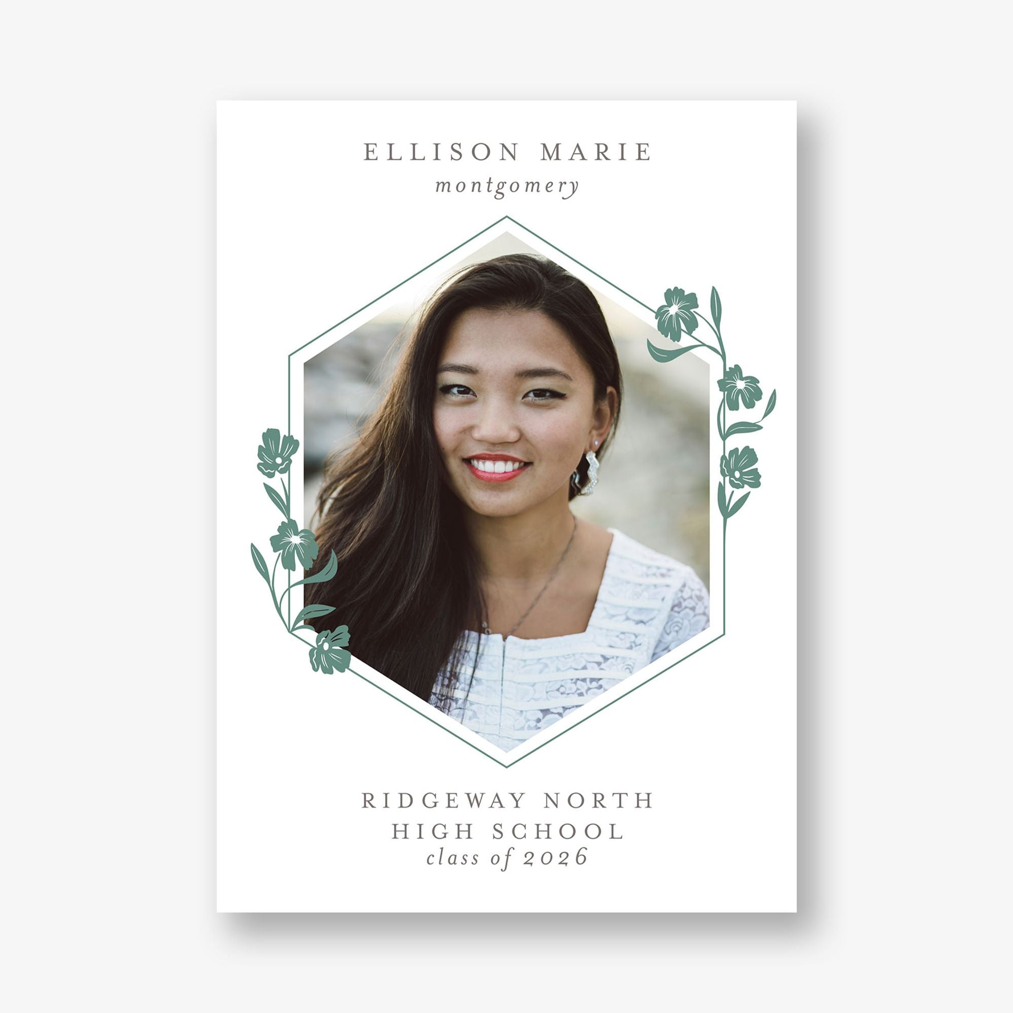 Fleur Geometric Frame Photo Graduation Announcement