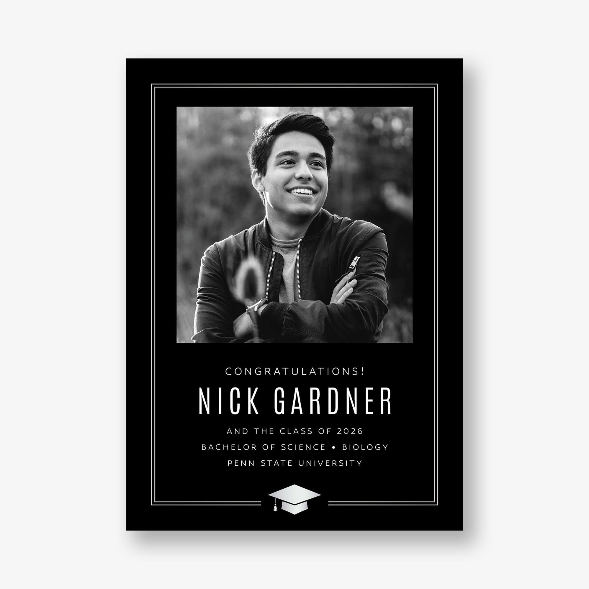 Classic Cap Foil Photo Graduation Announcement