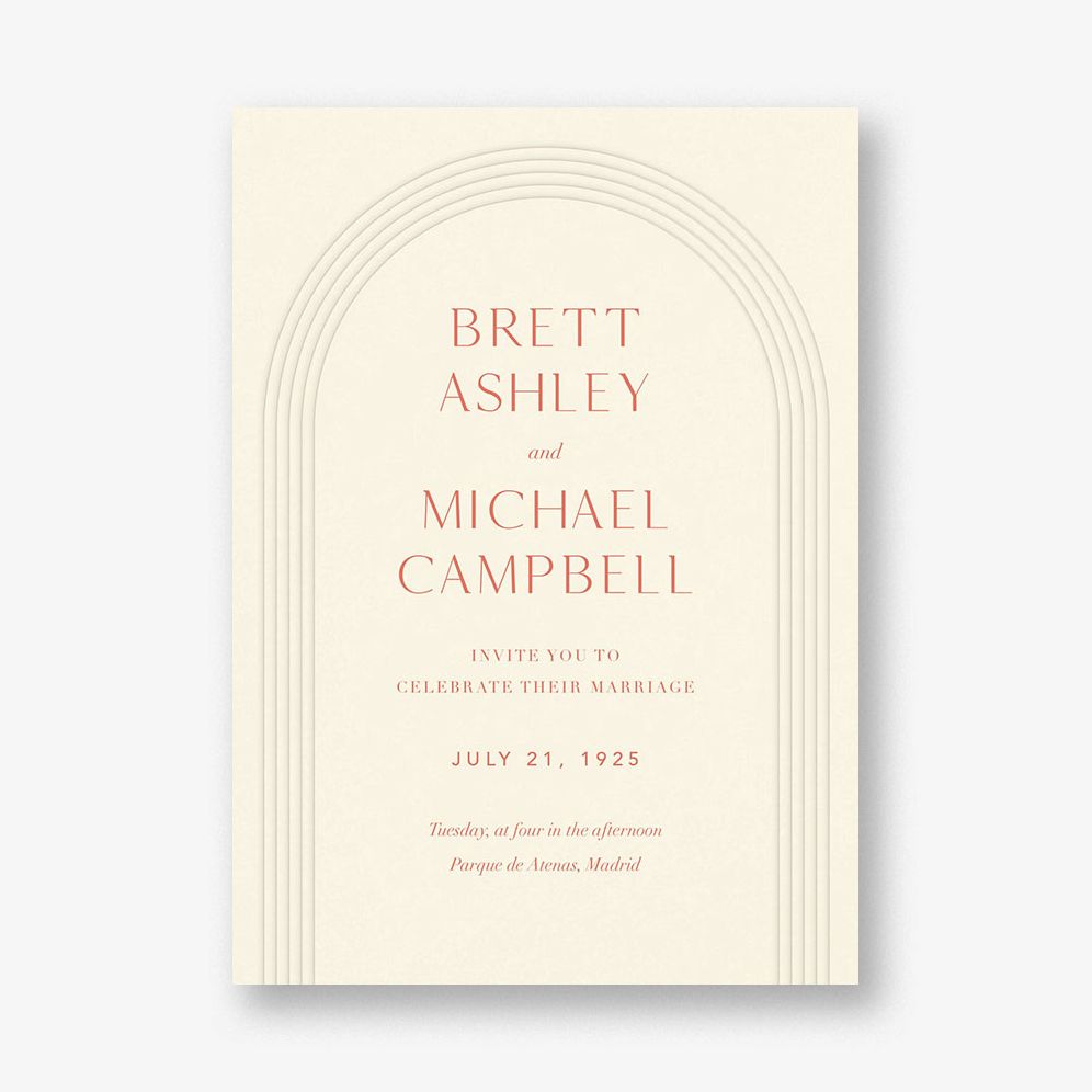 Embossed Arc on Cream Wedding Invitation