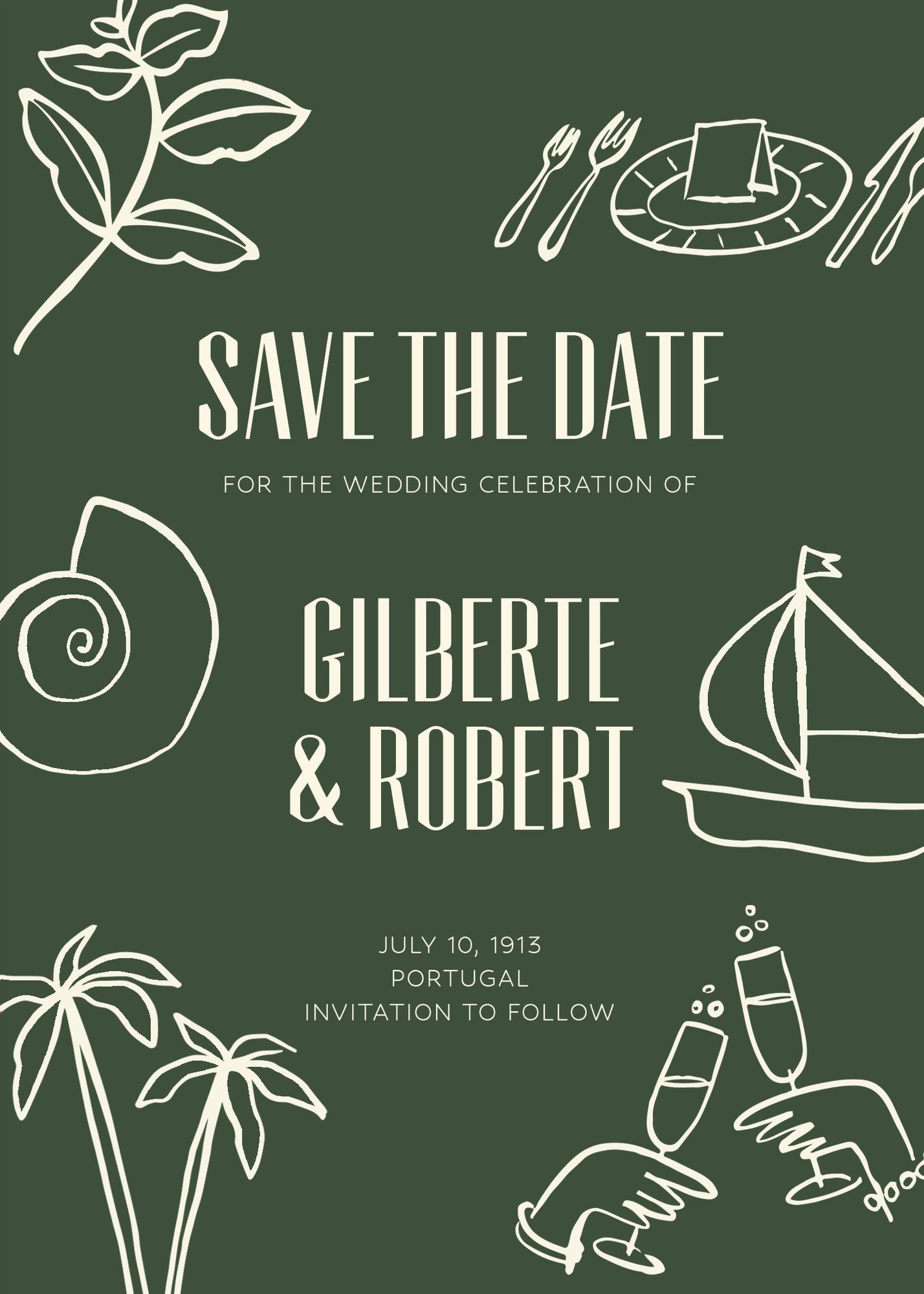 Coastal Toast on Cream Save the Date