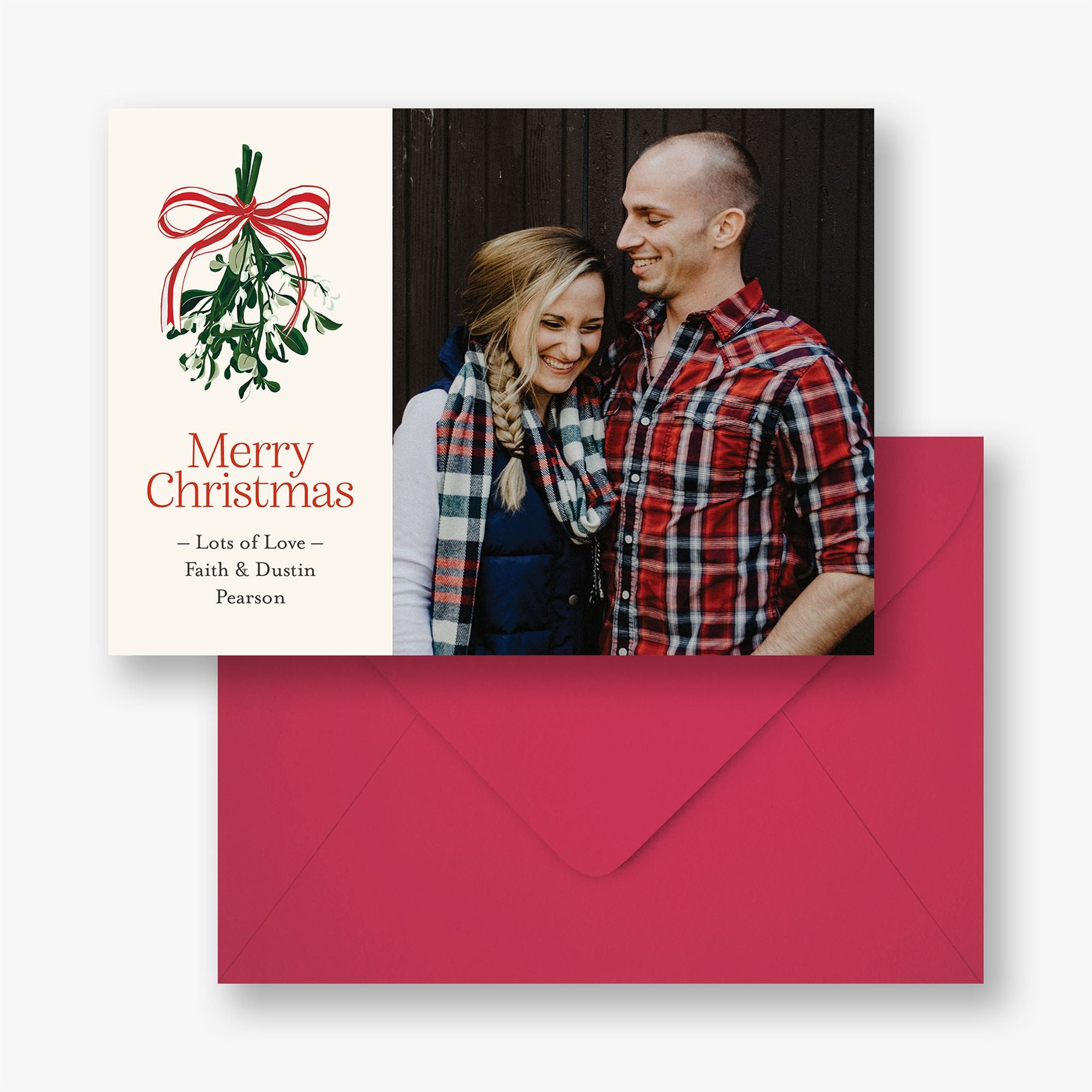 Striped Mistletoe Holiday Photo Card