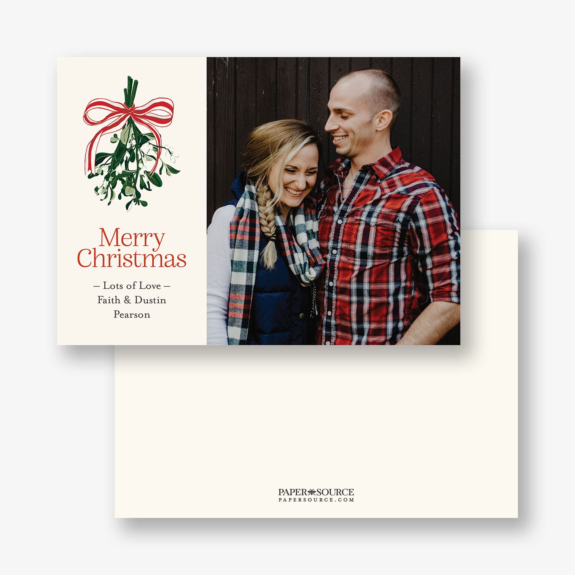 Striped Mistletoe Holiday Photo Card