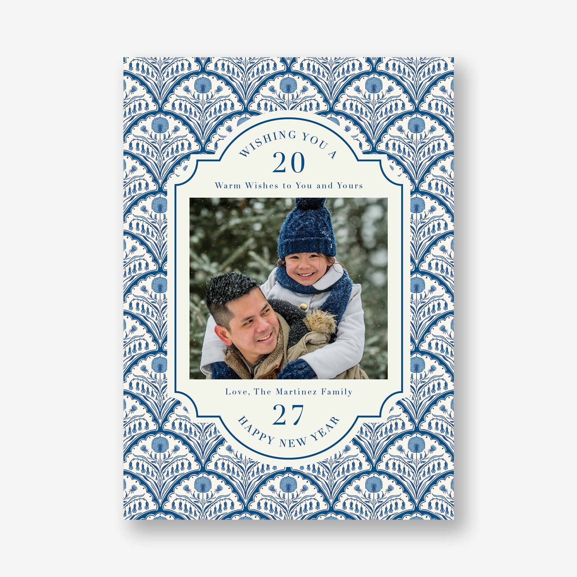 Floral Scallop New Years Photo Card