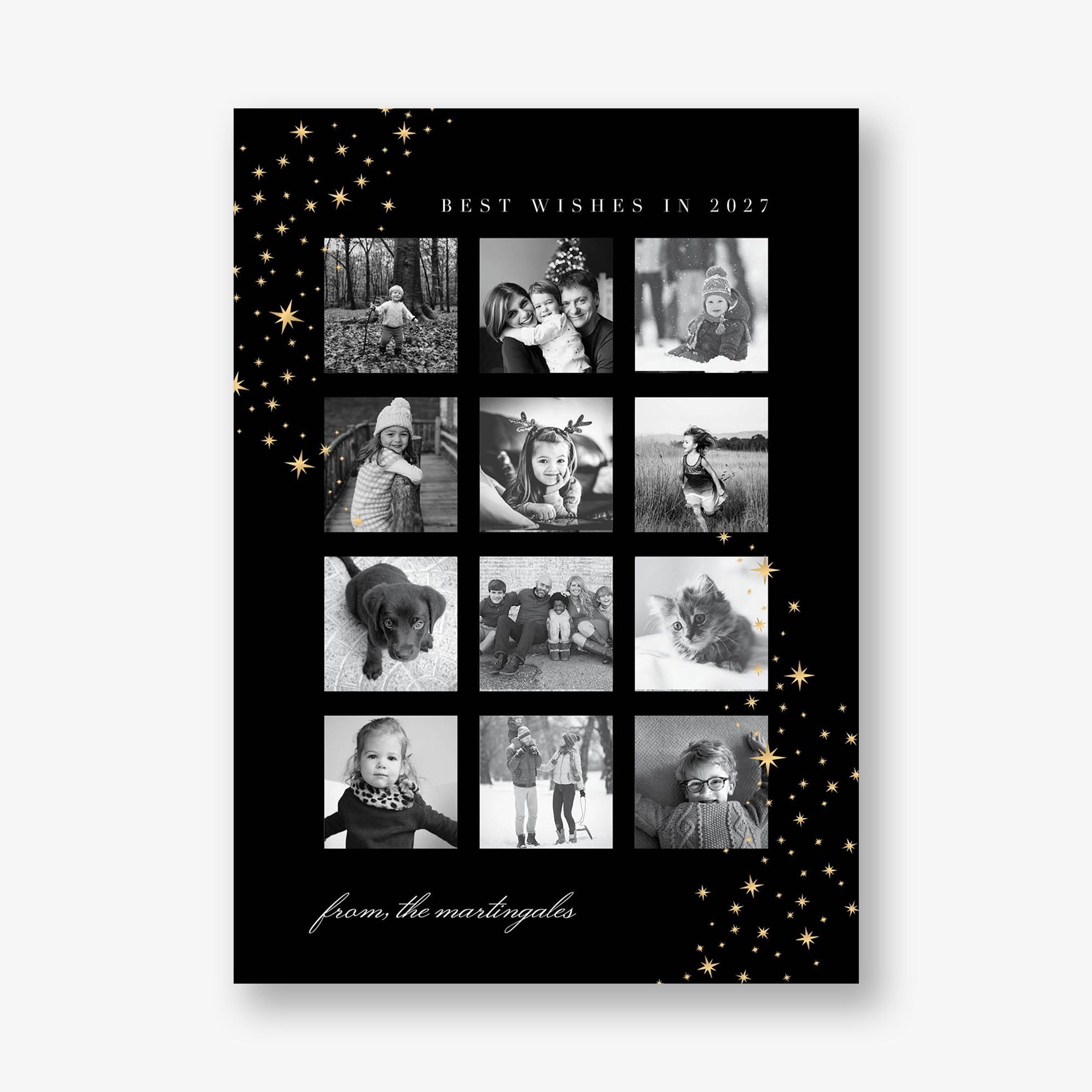 Twinkling Stars Foil New Years Photo Card