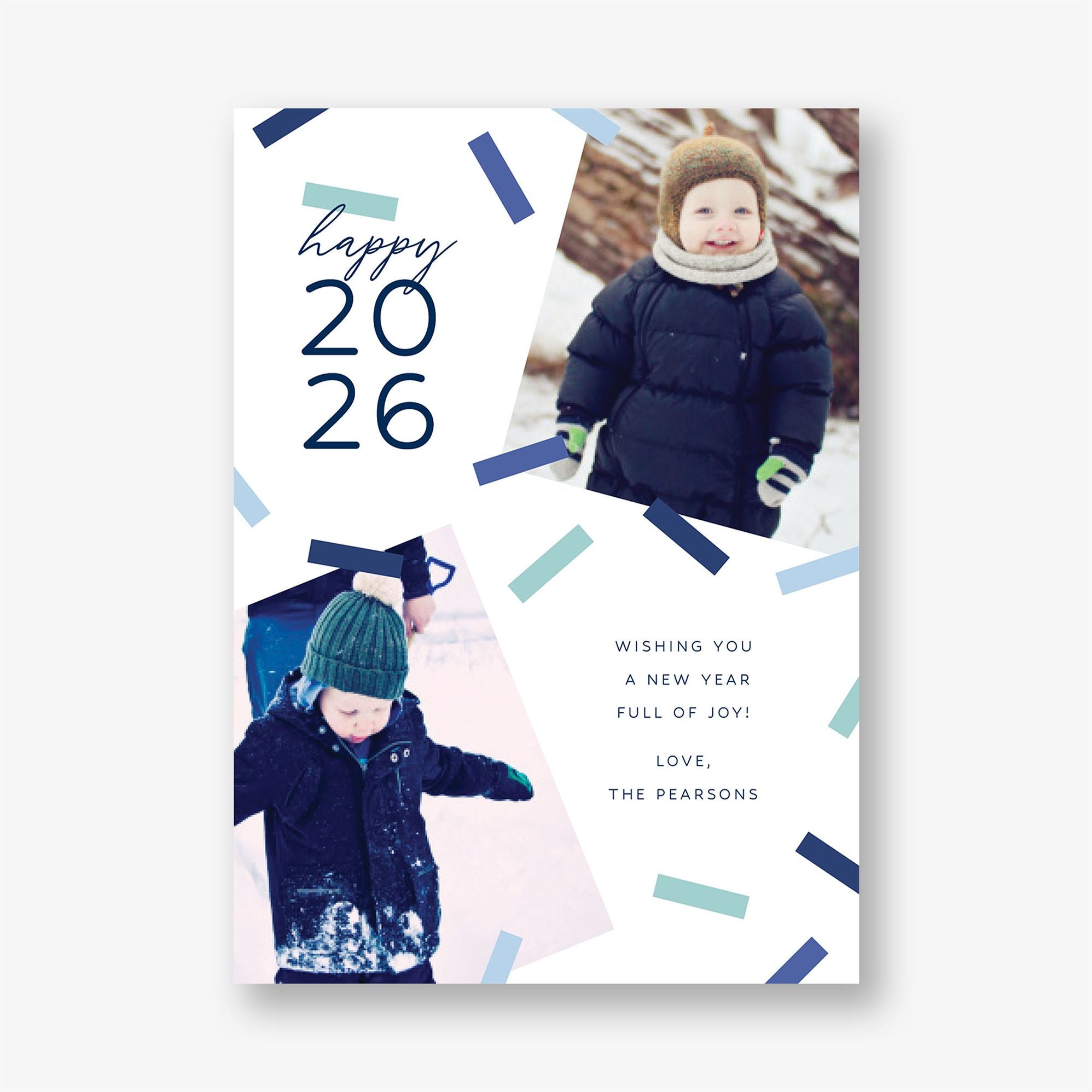 Cheerful Confetti New Years Photo Card