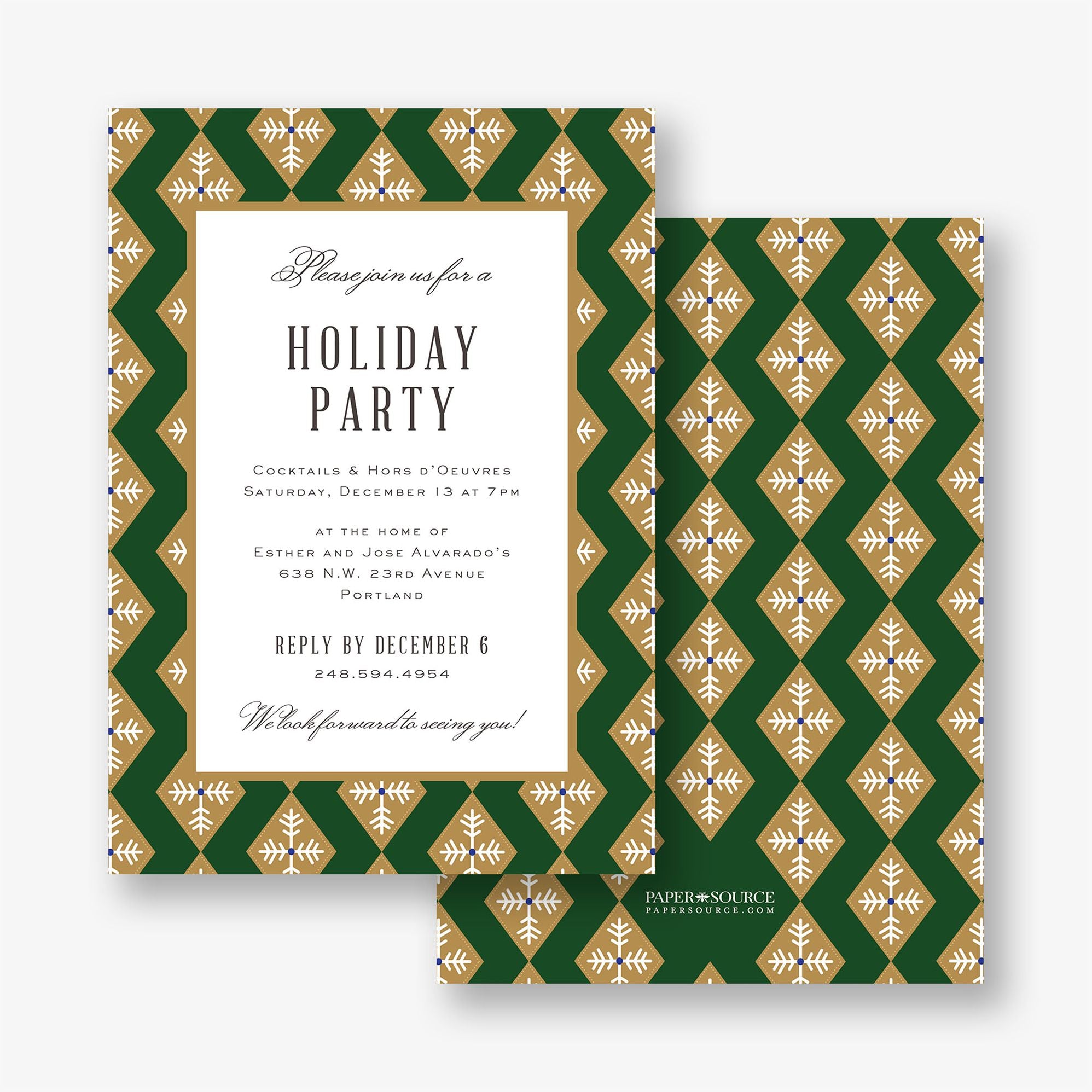 Diamond Snowflakes Holiday Party Invitation