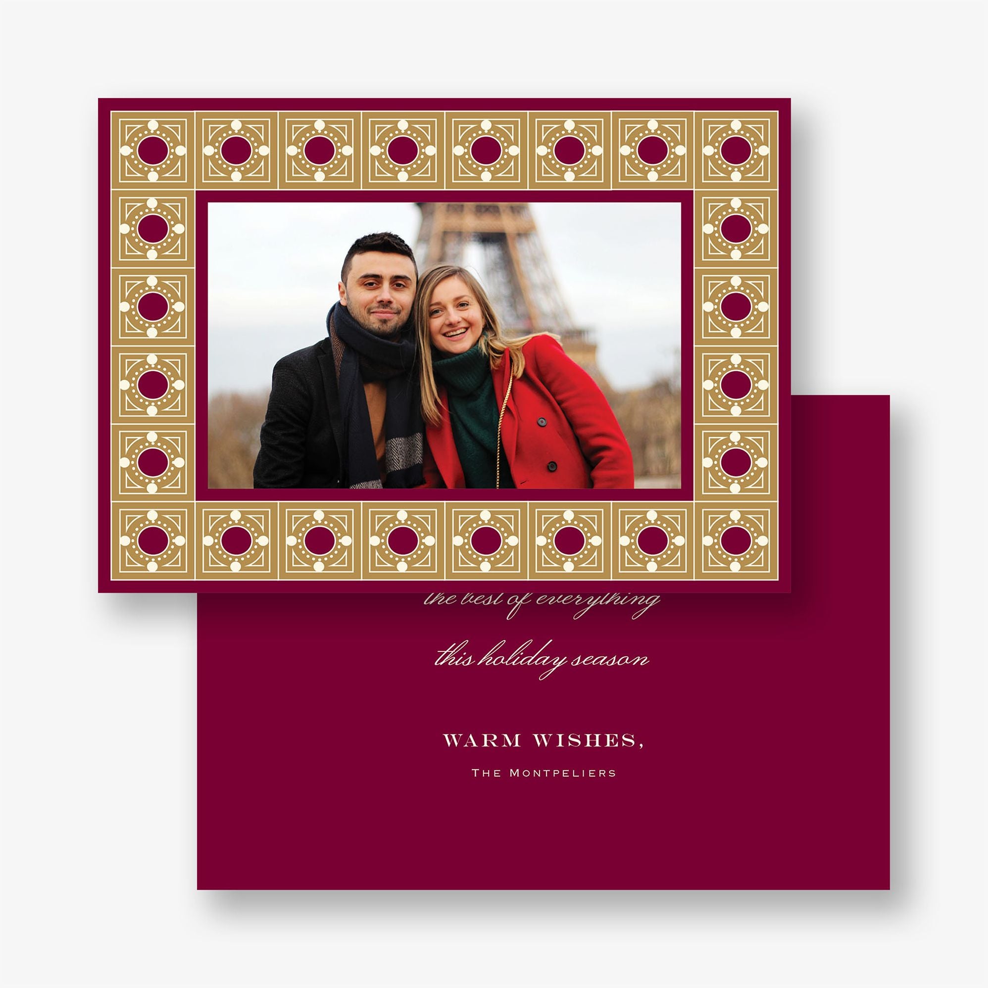 Garnet Tile Frame Holiday Photo Card