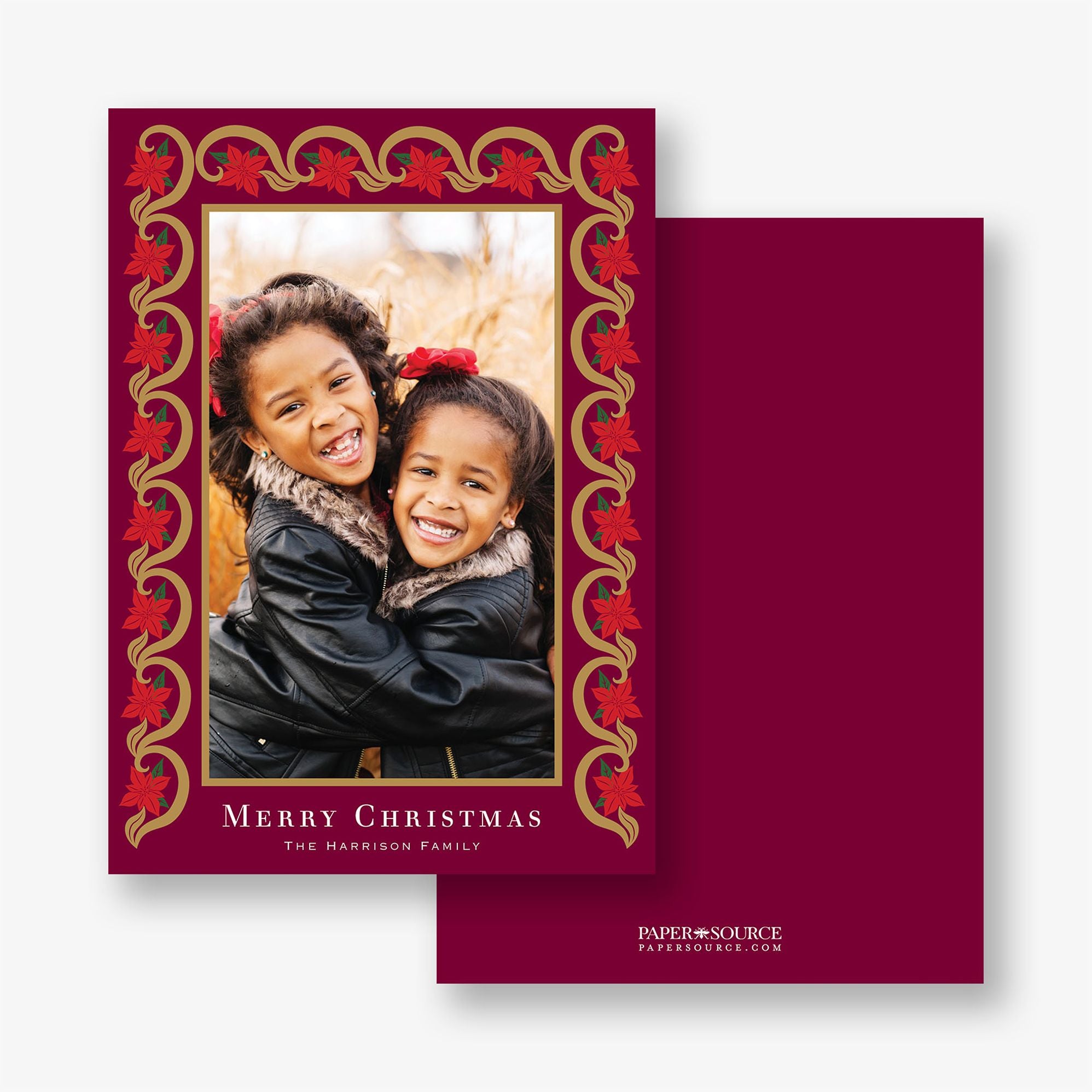 Gilded Poinsettia Holiday Photo Card