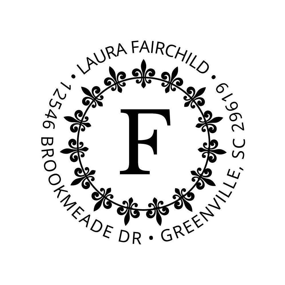Fleur-de-Lis Circle Custom Stamp and Stamp Tool