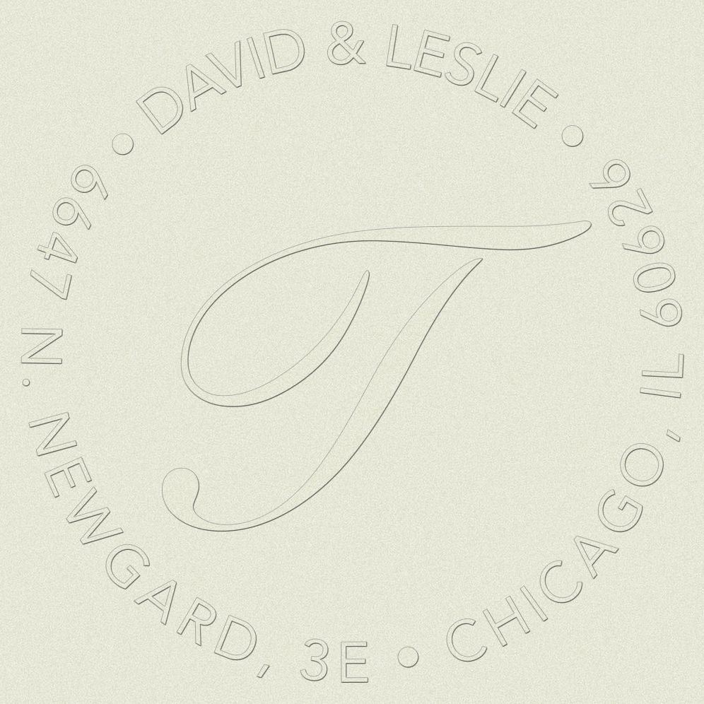 Circle Script Initial Custom Embosser Plate with Embossing Tool